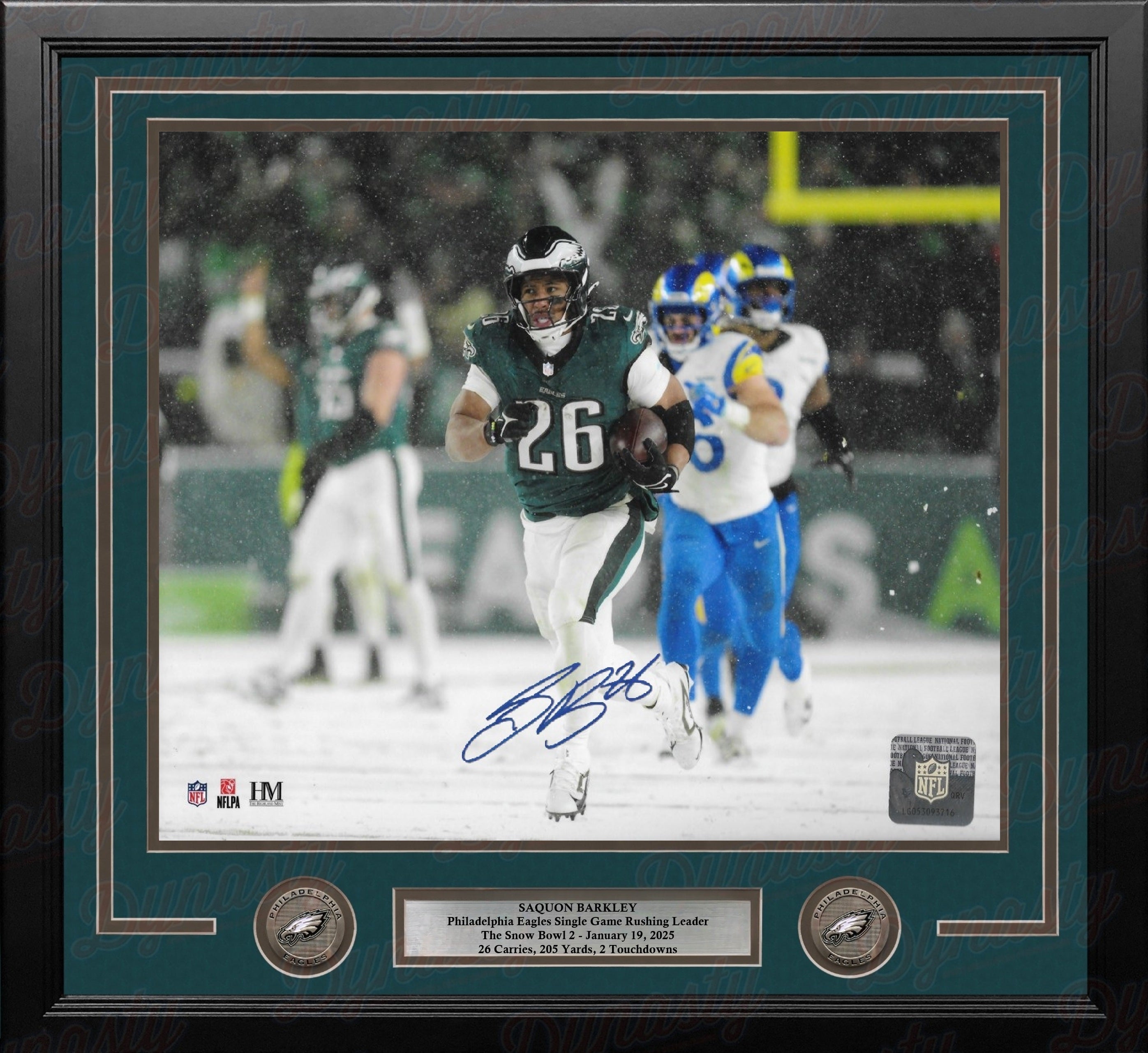 Saquon Barkley Snow Bowl Action Philadelphia Eagles Autographed 11" x 14" Framed Football Photo - Sports Collectibles, Sports Memorabilia, Sports Fan Shop, Sports Gifts