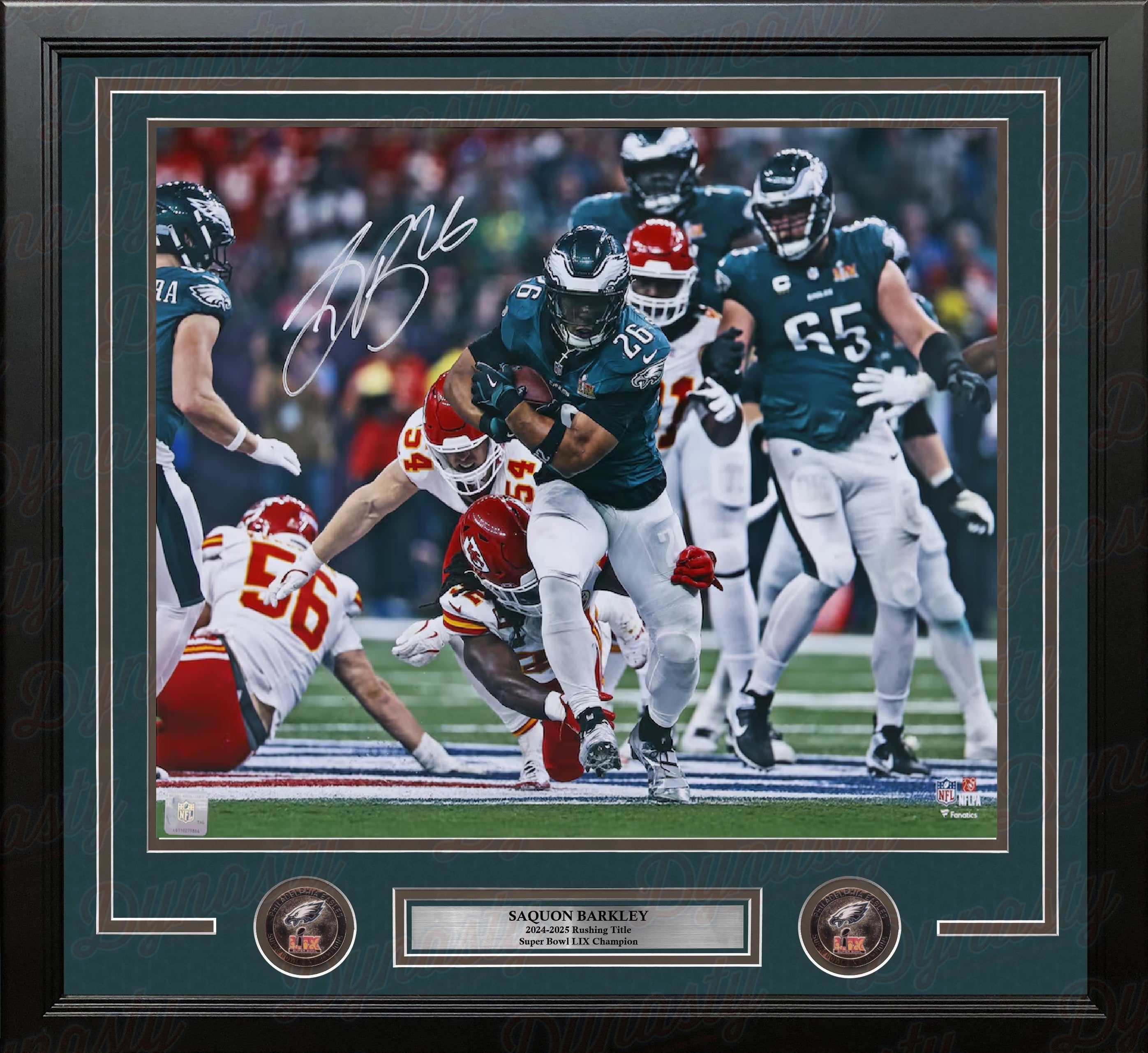 Saquon Barkley Super Bowl LIX Action Philadelphia Eagles Autographed 16" x 20" Framed Football Photo - Sports Collectibles, Sports Memorabilia, Sports Fan Shop, Sports Gifts