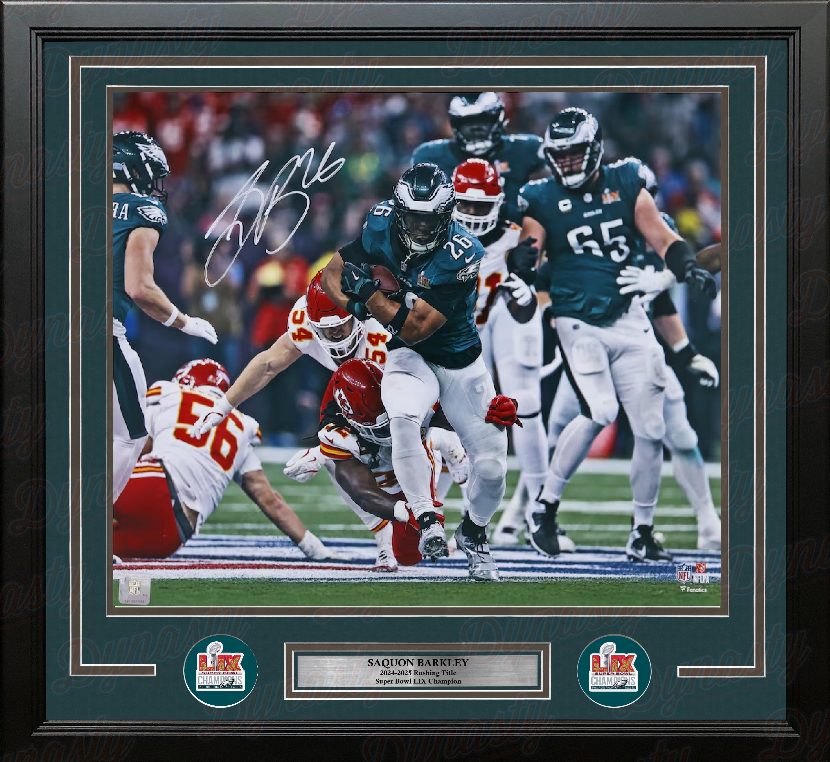 Saquon Barkley Super Bowl LIX Action Philadelphia Eagles Autographed 11" x 14" Framed Football Photo - Sports Gifts, Sports Memorabilia, Sports Collectibles, Fan Shop