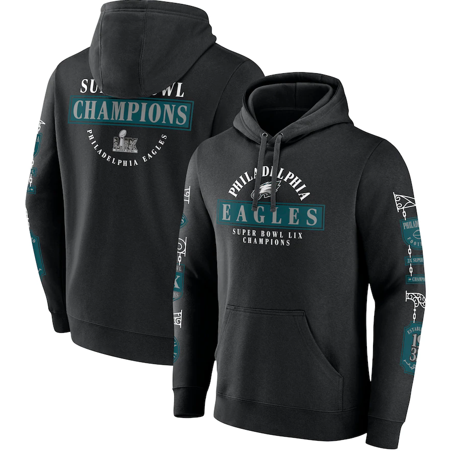 Philadelphia Eagles Super Bowl LIX Champions Black Pullover Hoodie - Sports Collectibles, Sports Memorabilia, Sports Fan Shop, Sports Gifts
