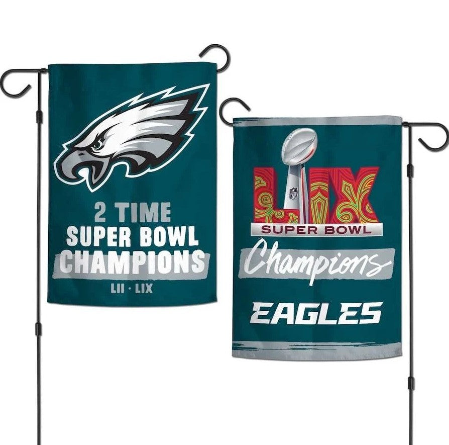 Philadelphia Eagles Super Bowl LIX Champions 12.5" x 18" Garden Flag - Sports Collectibles, Sports Memorabilia, Sports Fan Shop, Sports Gifts