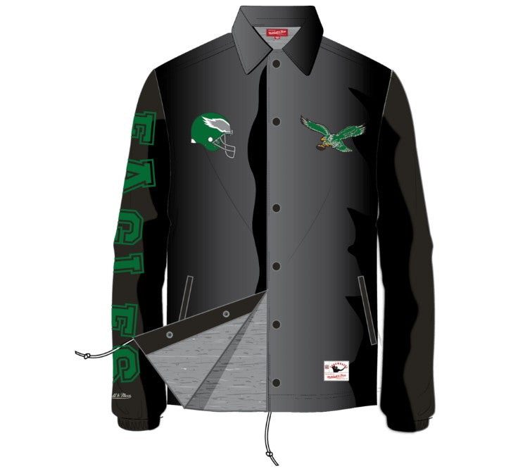 Philadelphia Eagles Mitchell & Ness Throwback Coaches Classic Raglan Full-Snap Windbreaker Jacket - Sports Collectibles, Sports Memorabilia, Sports Fan Shop, Sports Gifts