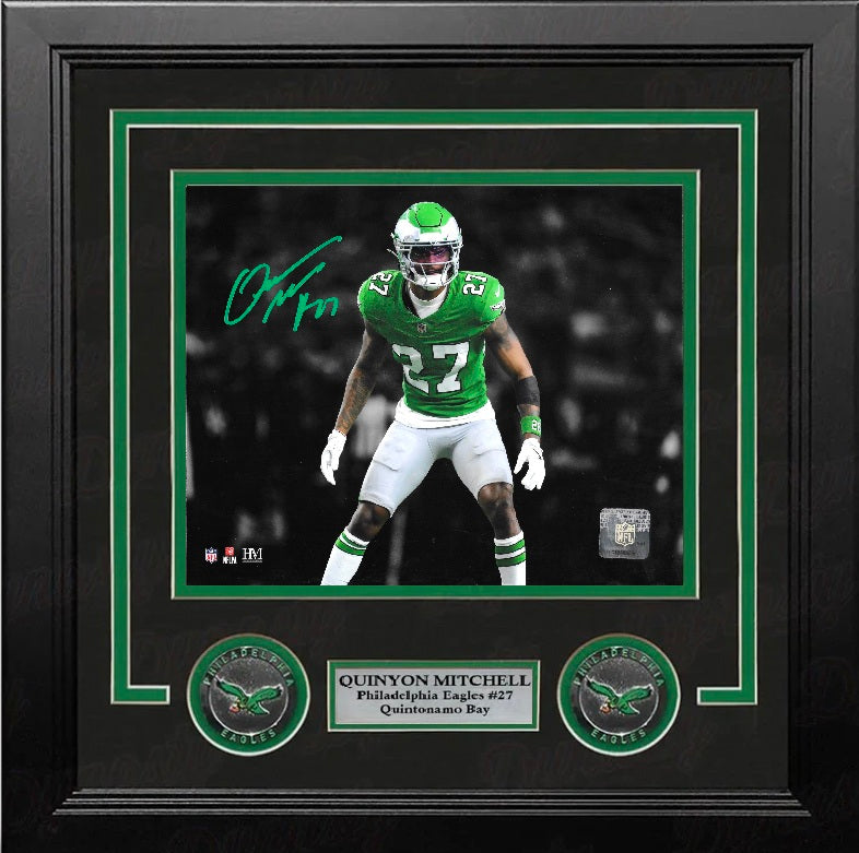 Quinyon Mitchell in Action Philadelphia Eagles Autographed 8" x 10" Framed Photo