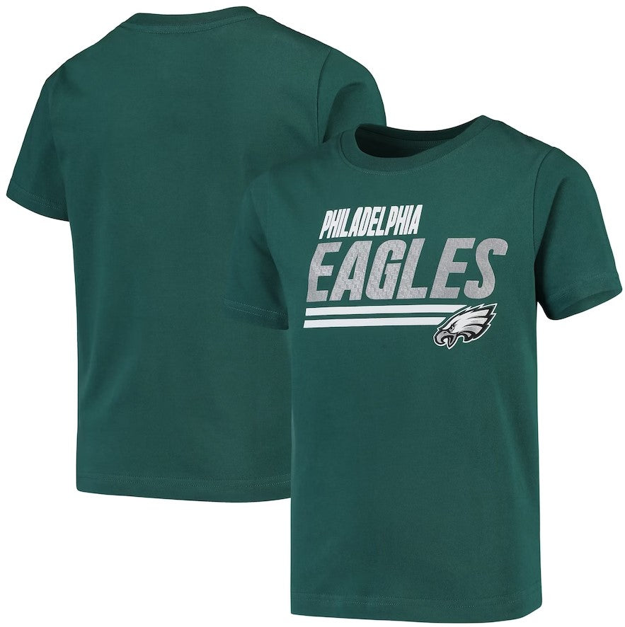 Philadelphia Eagles Youth Lined T-Shirt - Midnight Green - Sports Collectibles, Sports Memorabilia, Sports Fan Shop, Sports Gifts