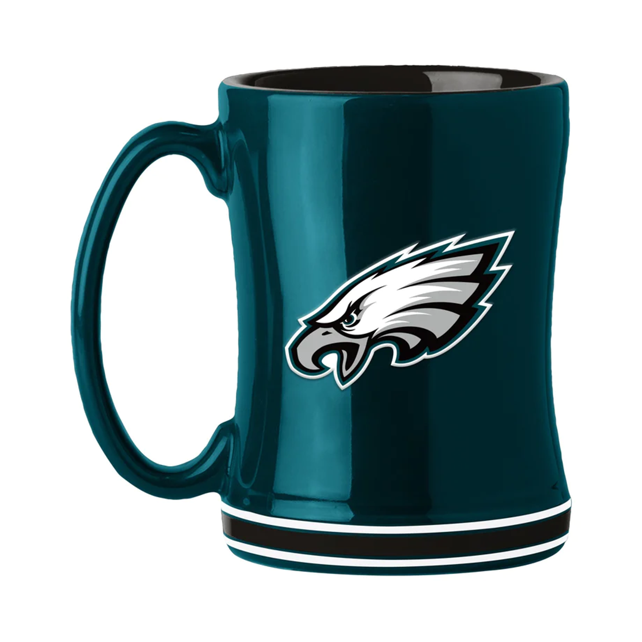 Philadelphia Eagles Coffee Mug 14oz Sculpted Relief Team Color - Sports Collectibles, Sports Memorabilia, Sports Fan Shop, Sports Gifts