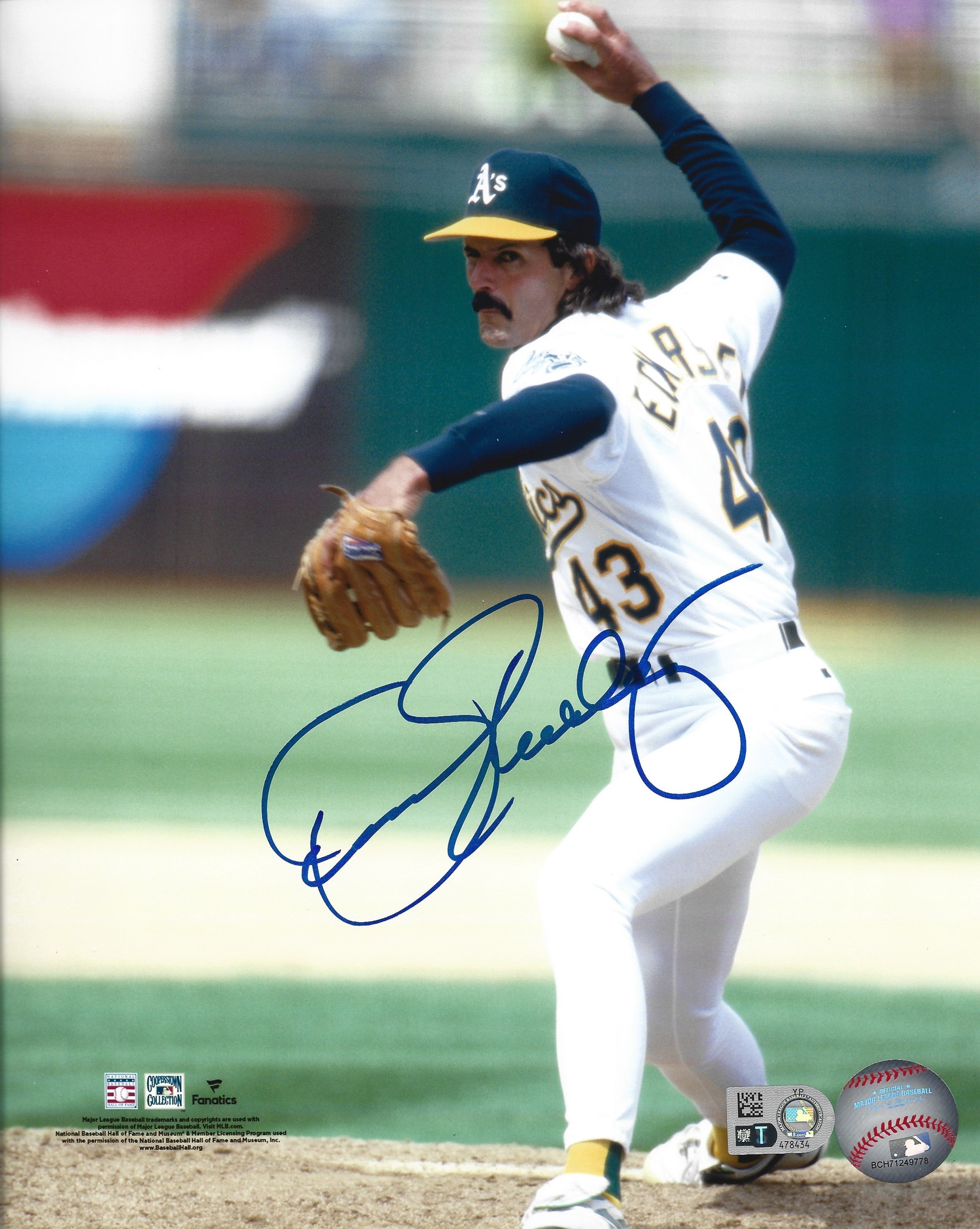 Dennis Eckersley in Action Oakland Athletics Autographed 16" x 20" Baseball Photo - Sports Collectibles, Sports Memorabilia, Sports Fan Shop, Sports Gifts