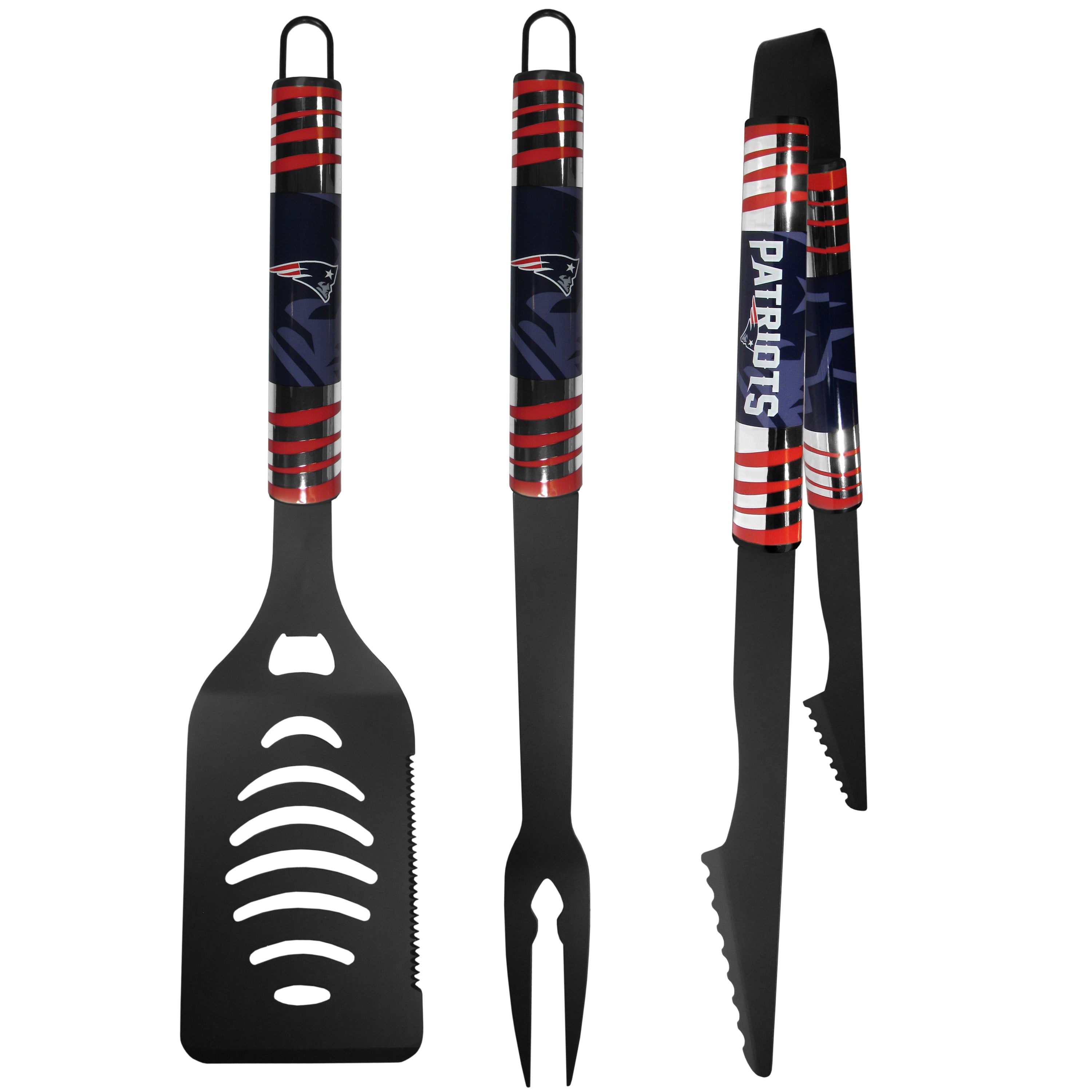 New England Patriots 3 pc Black Tailgater BBQ Set