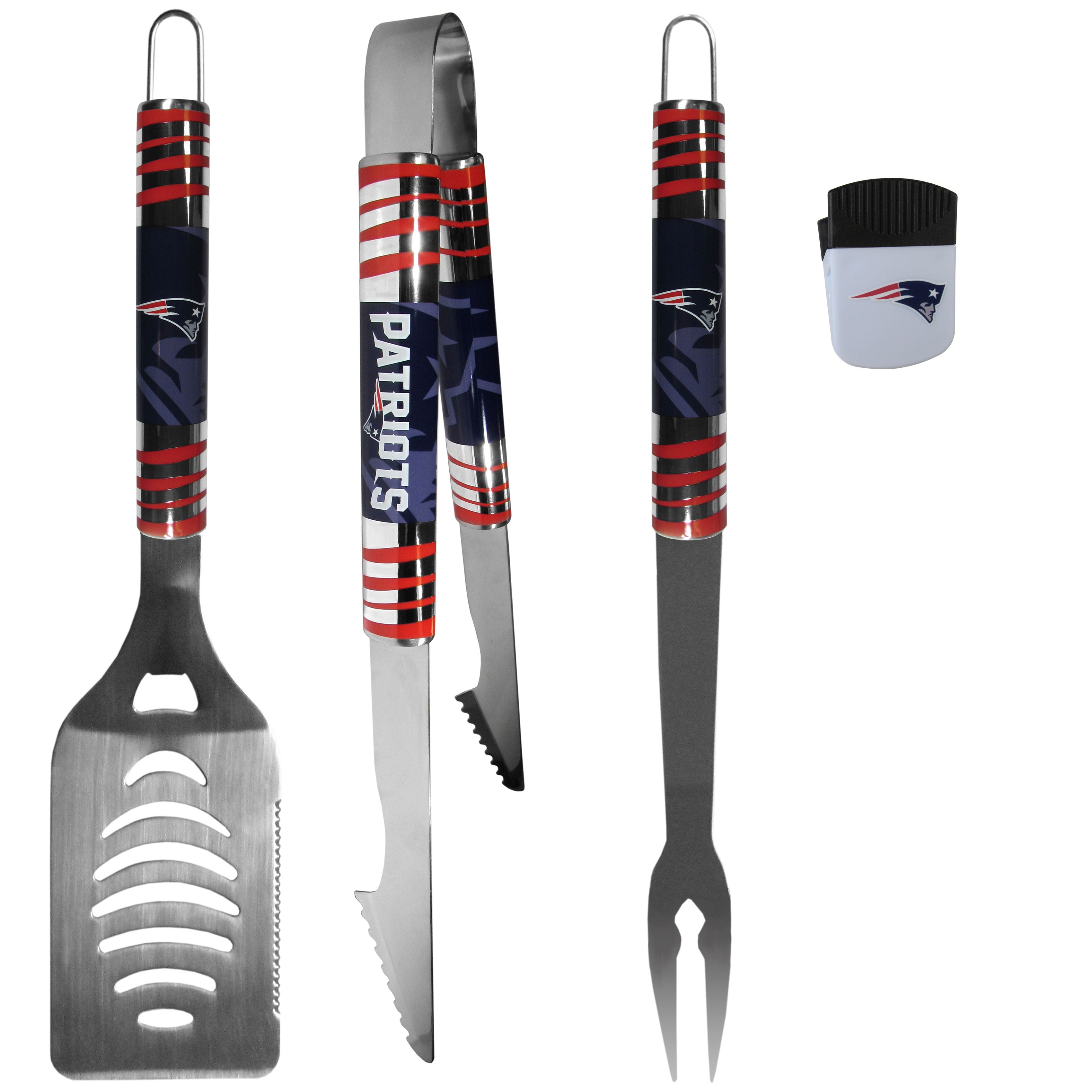 New England Patriots 3 pc BBQ Set and Chip Clip