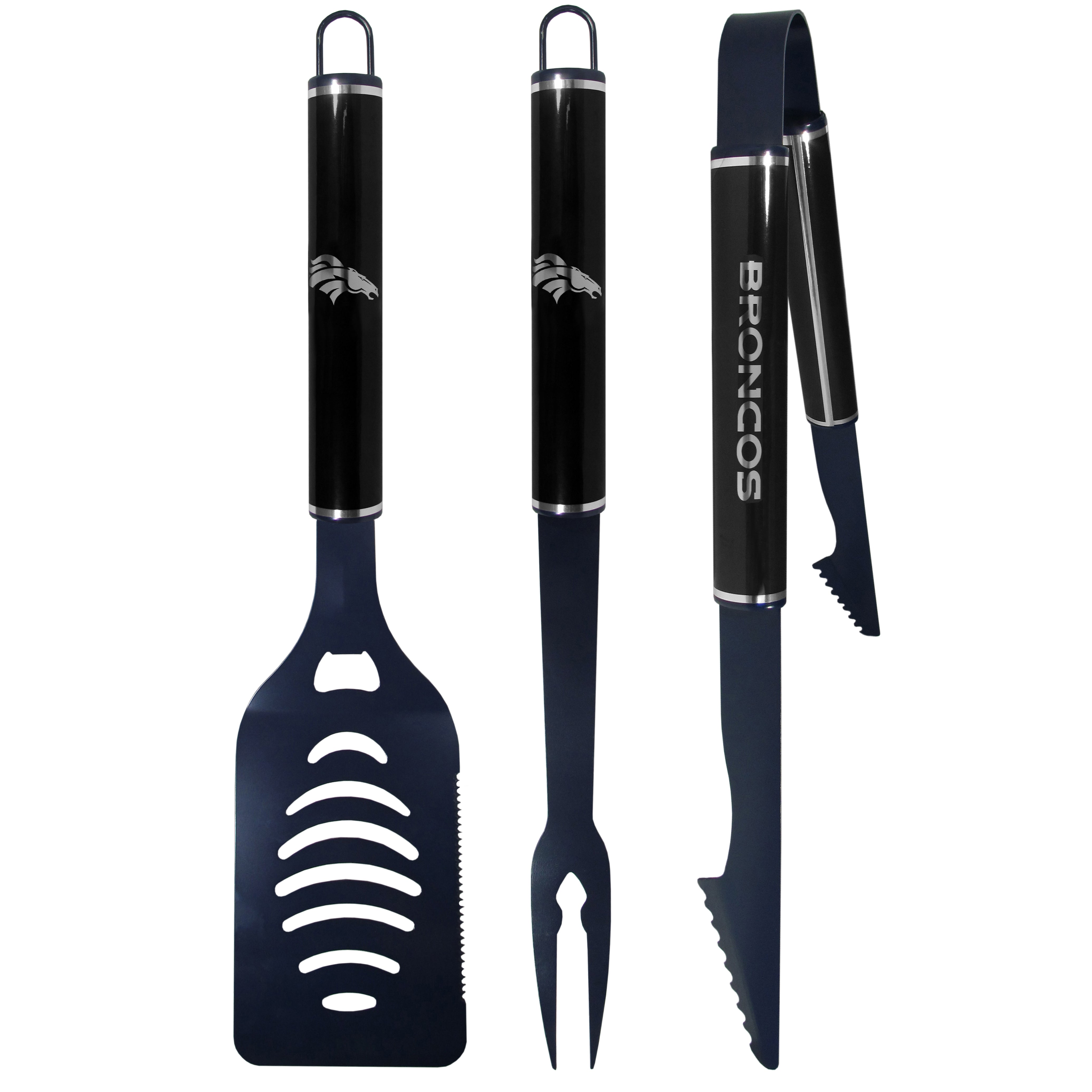 Denver Broncos 3 pc Color and Black BBQ Set