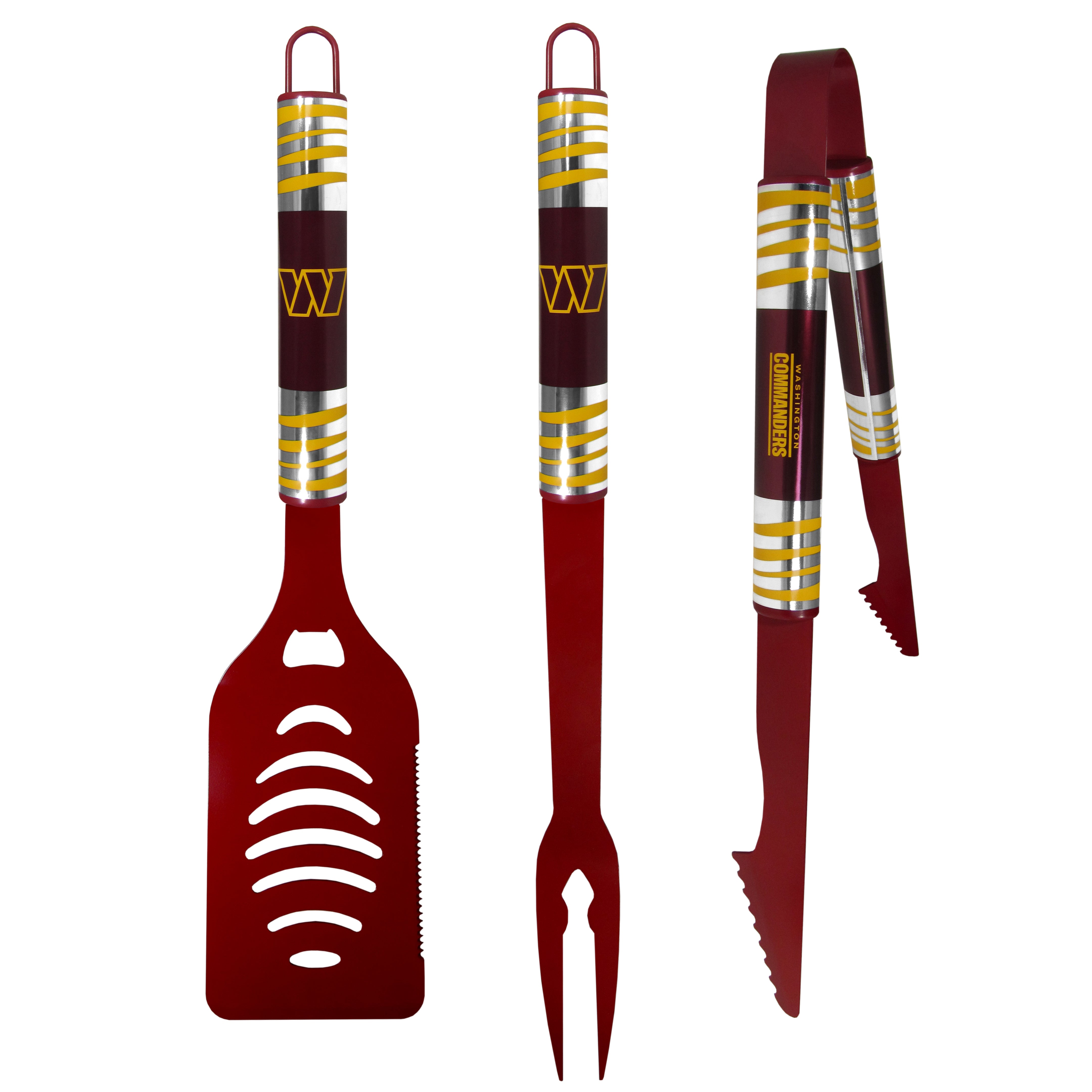 Washington Commanders 3 pc Color BBQ Tool Set - Sports Collectibles, Sports Memorabilia, Sports Fan Shop, Sports Gifts