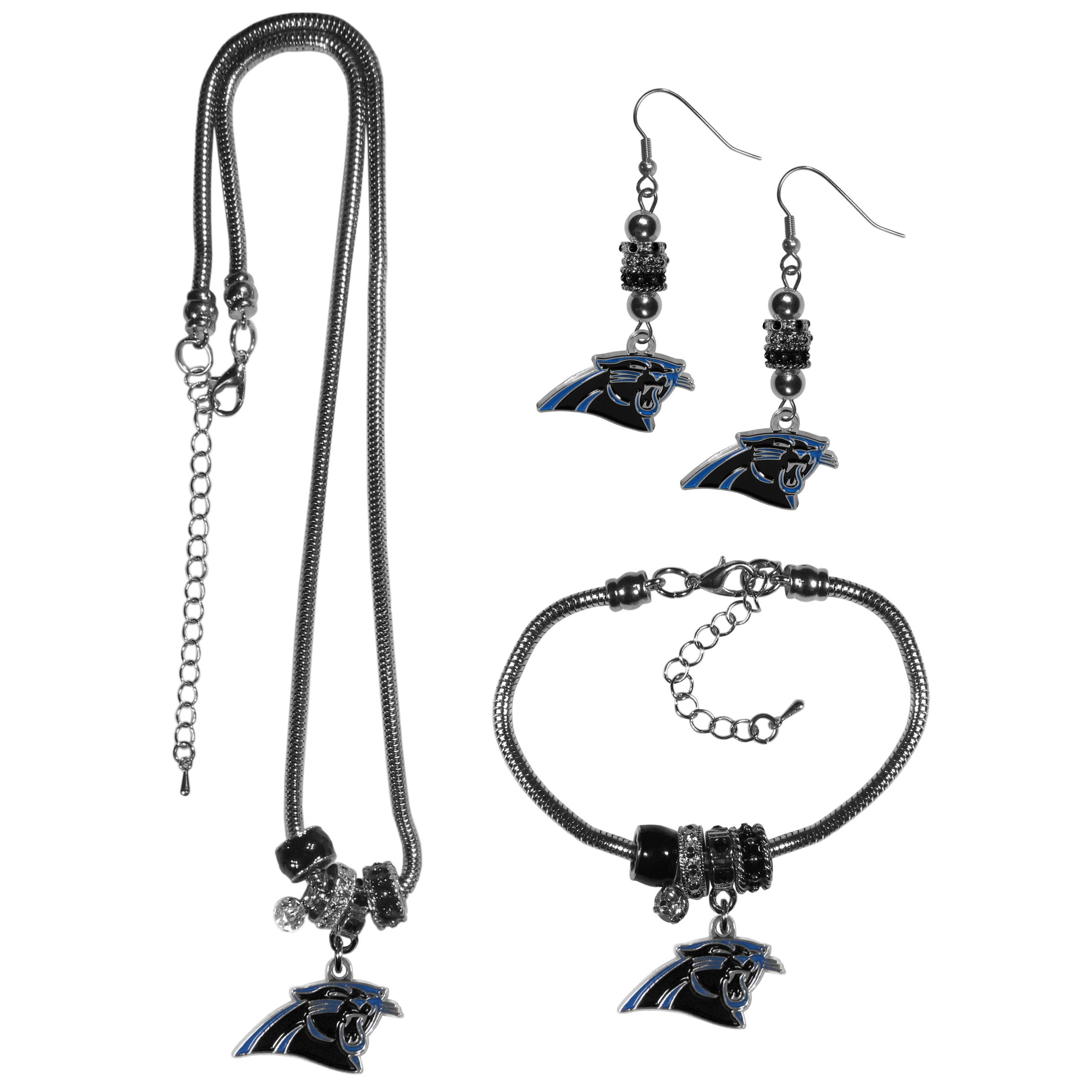 Carolina Panthers Euro Bead Jewelry 3 piece Set - Sports Gifts, Sports Memorabilia, Sports Collectibles, Fan Shop