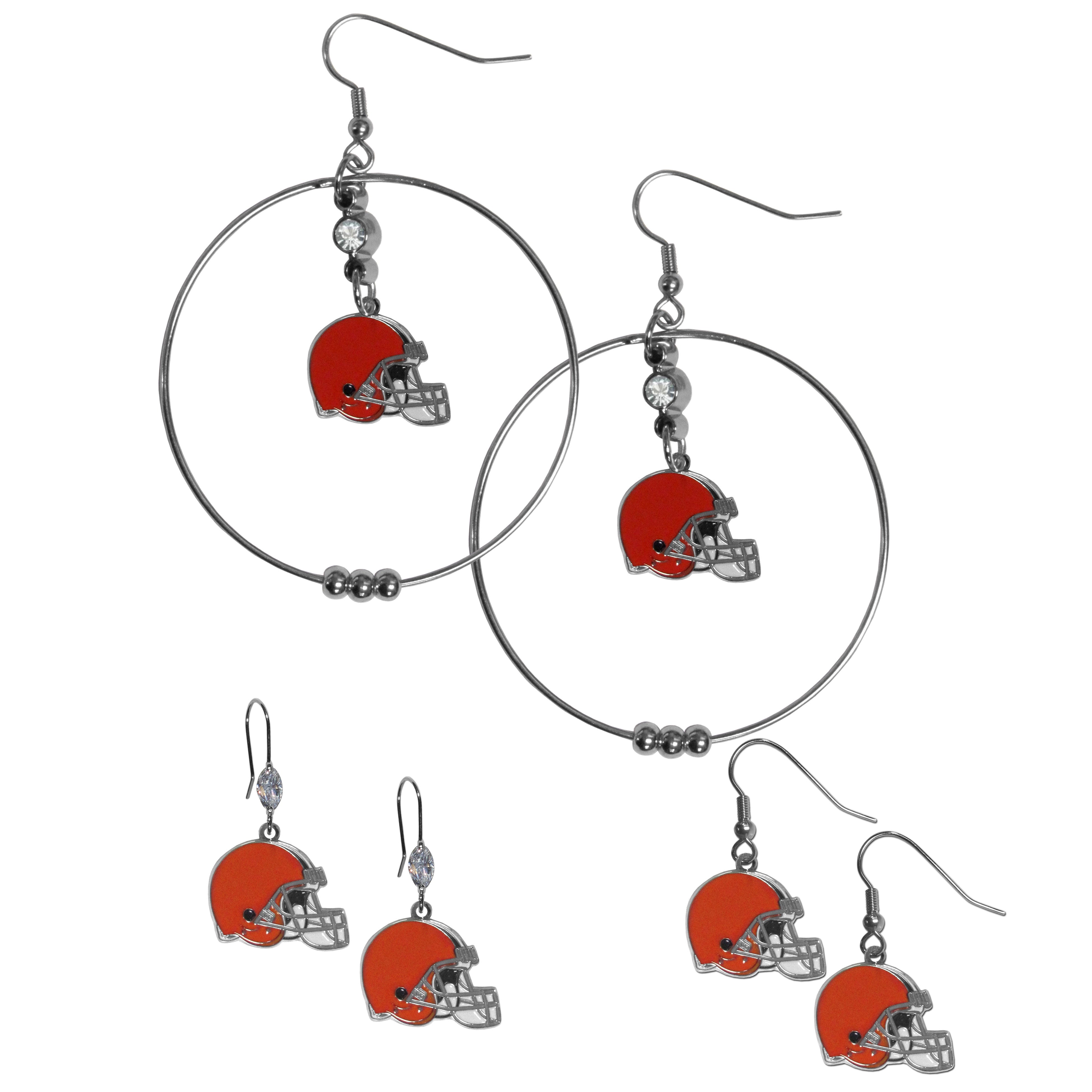 Cleveland Browns Earring Mix, Hoops and Dangle