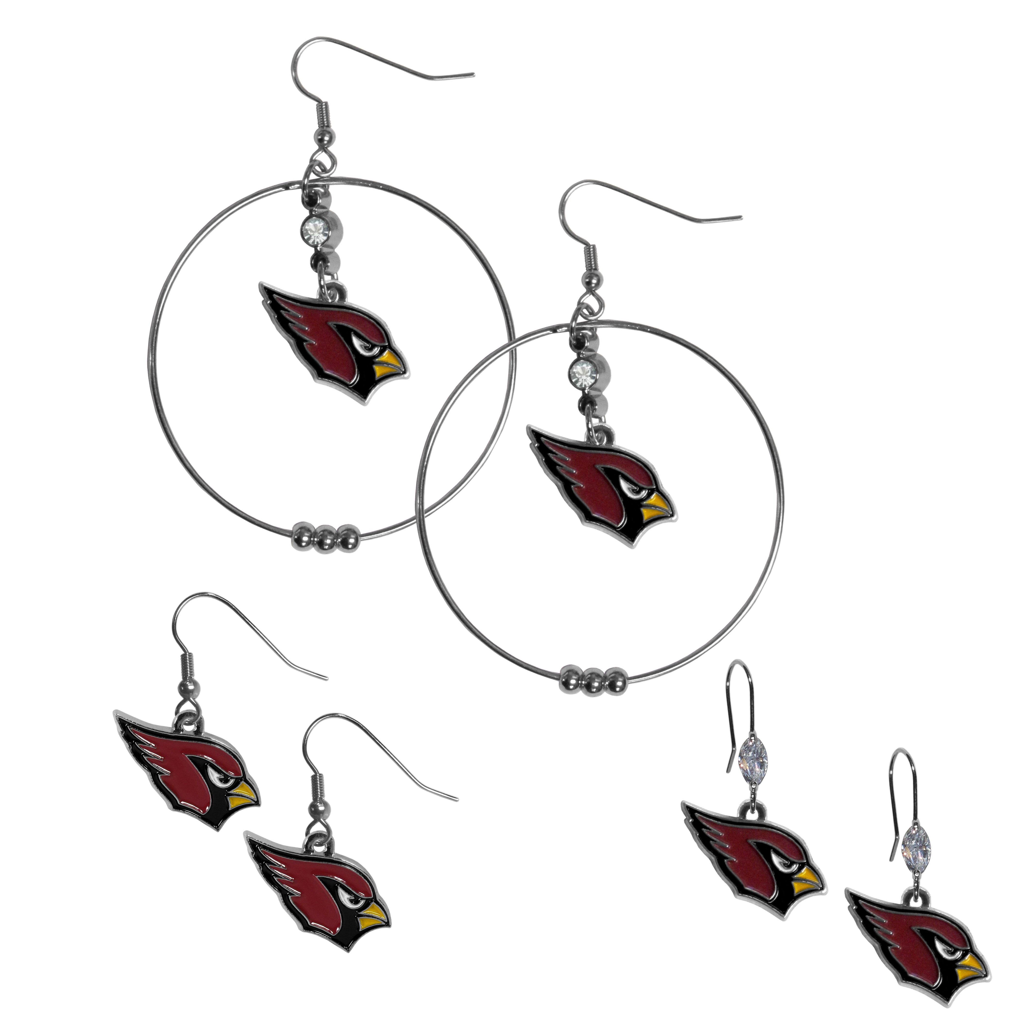 Arizona Cardinals Earring Mix, Hoops and Dangle