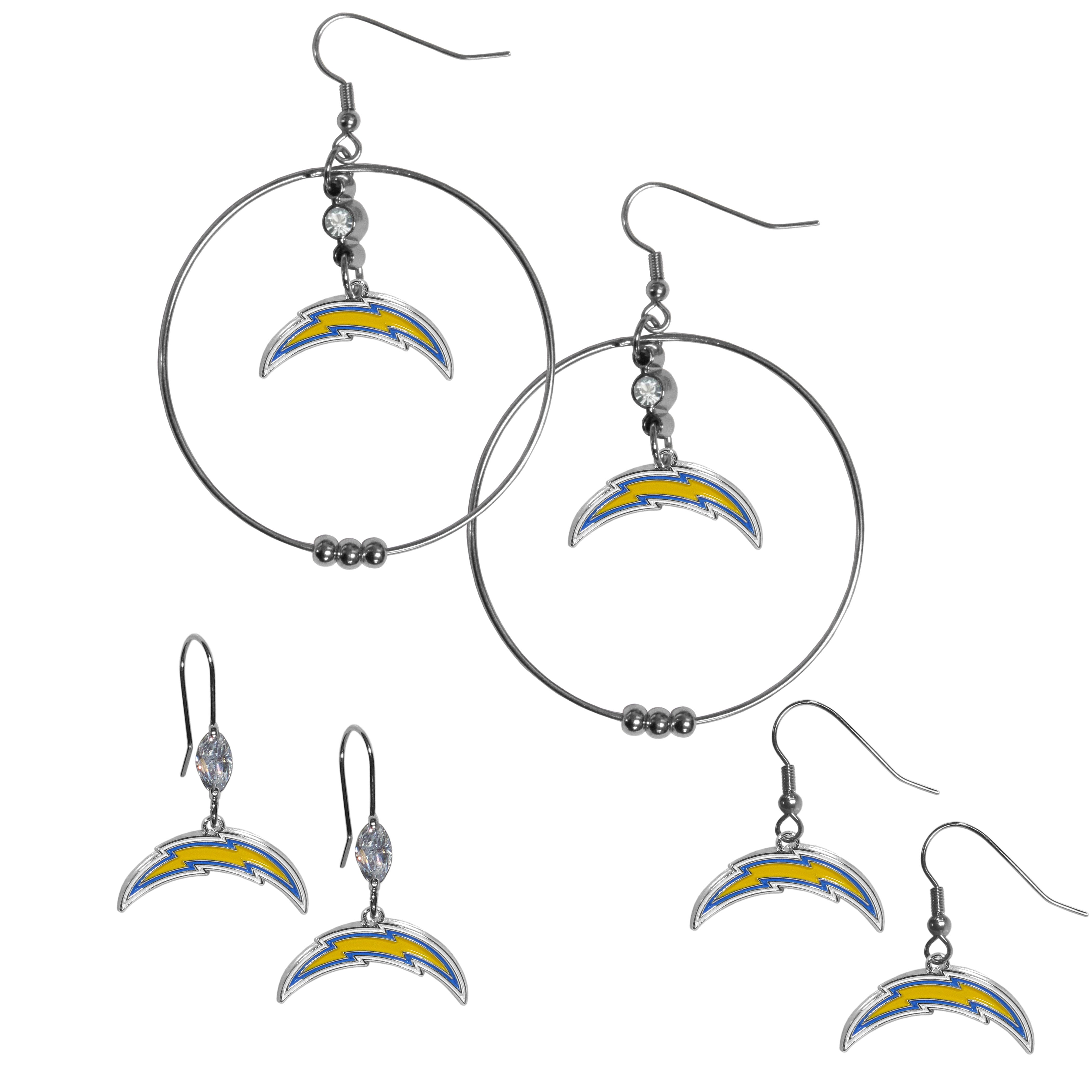 Los Angeles Chargers Earring Mix, Hoops and Dangle