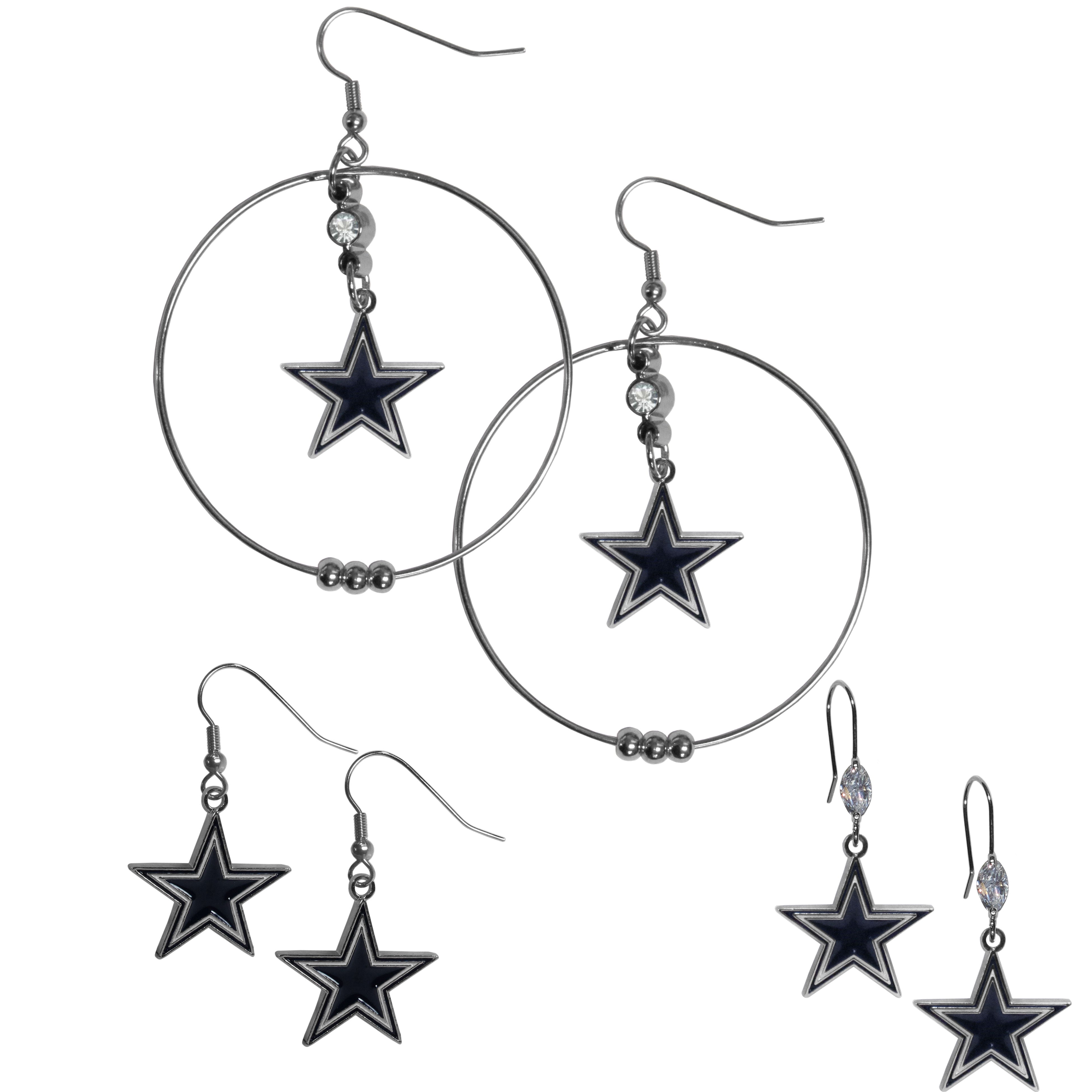 Dallas Cowboys Earring Mix, Hoops and Dangle