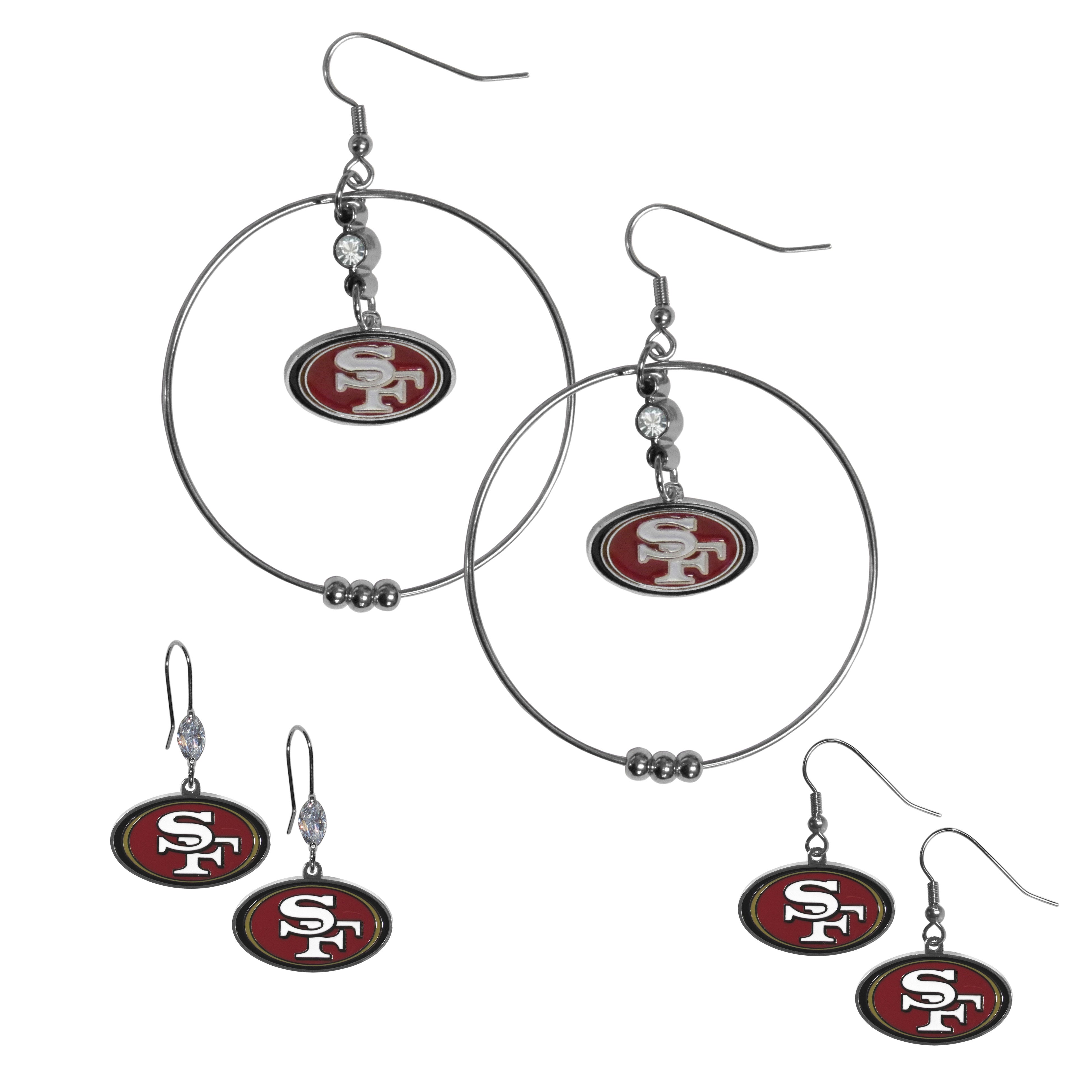 San Francisco 49ers Earring Mix, Hoops and Dangle