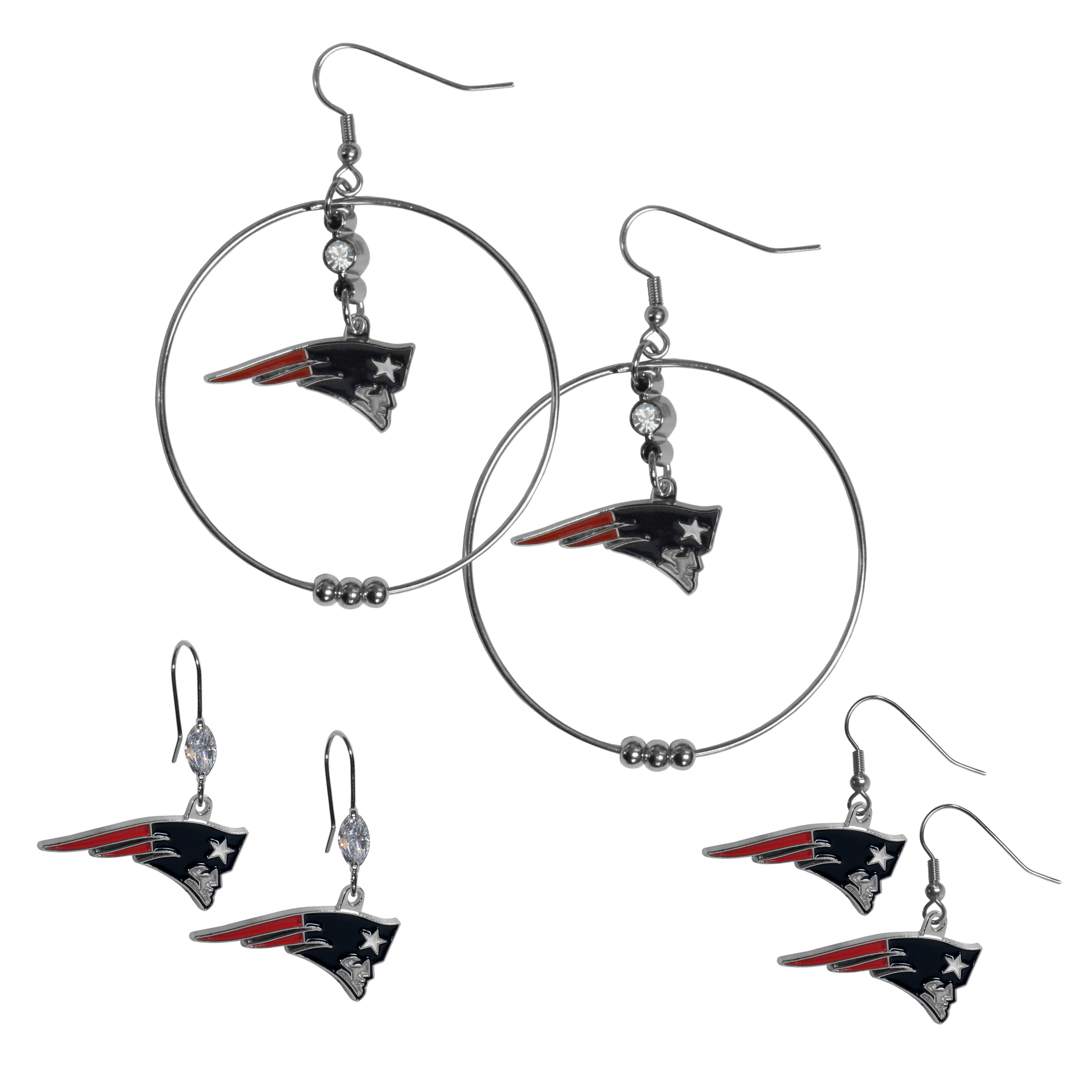 New England Patriots Earring Mix, Hoops and Dangle