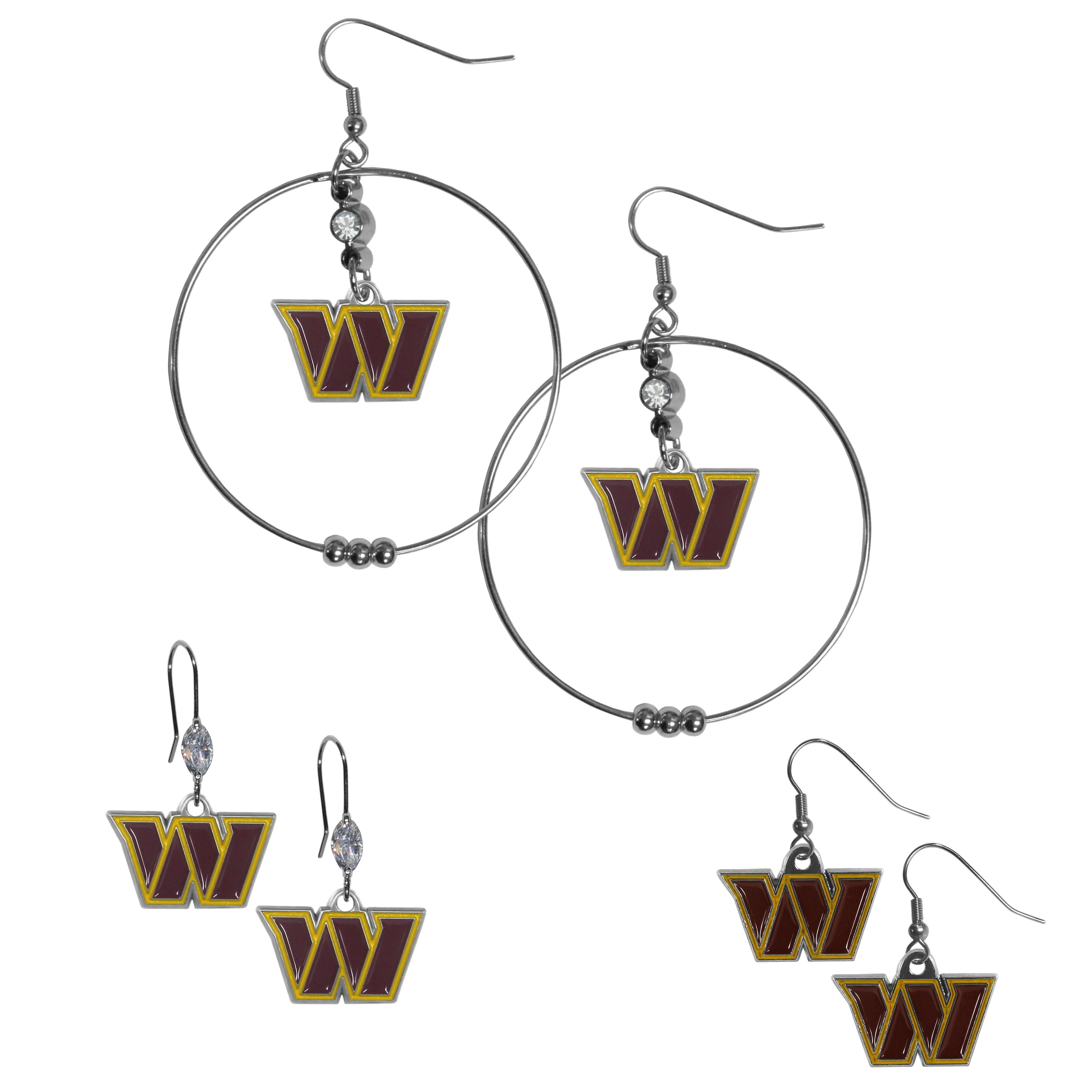 Washington Commanders Earring Mix, Hoops and Dangle