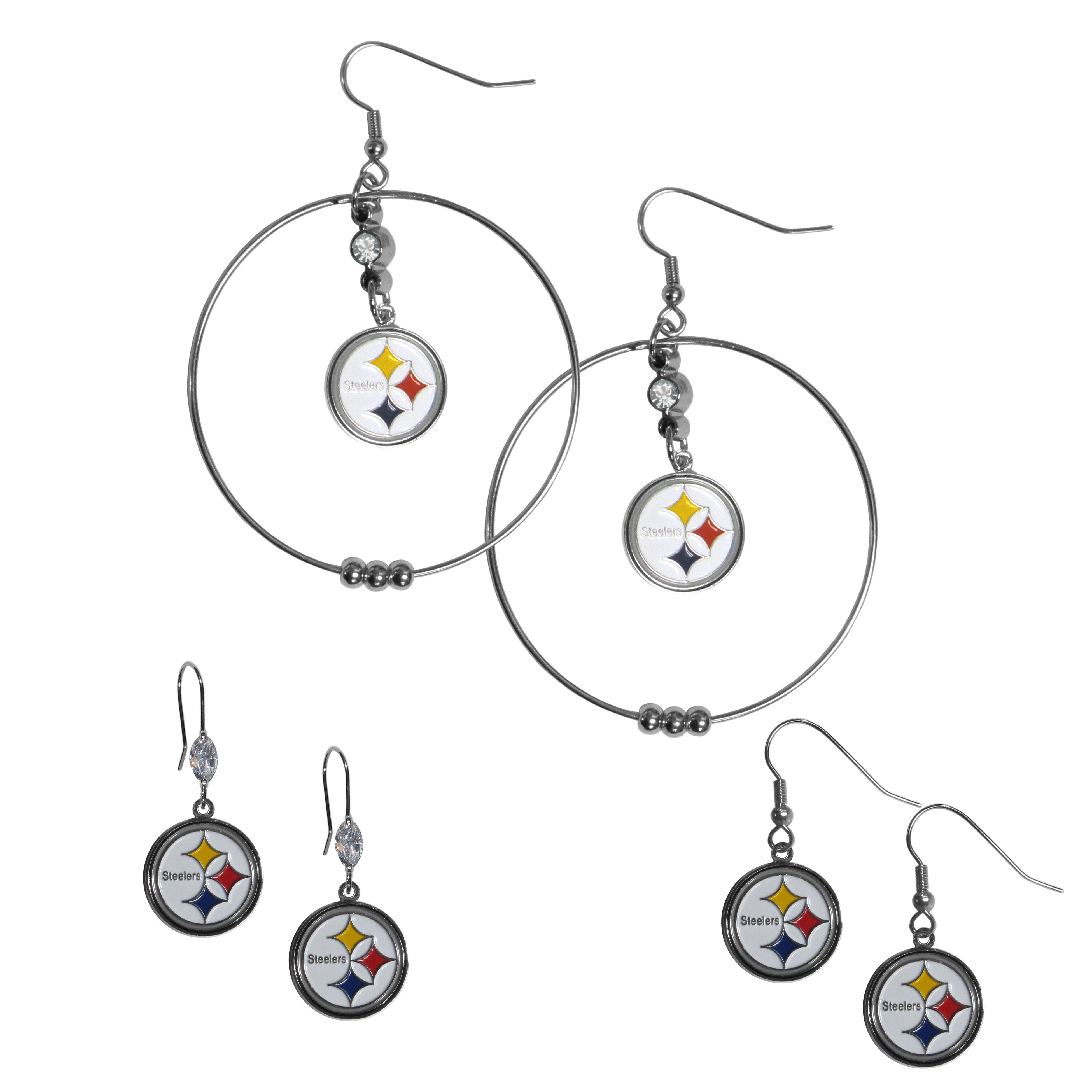 Pittsburgh Steelers Earring Mix, Hoops and Dangle