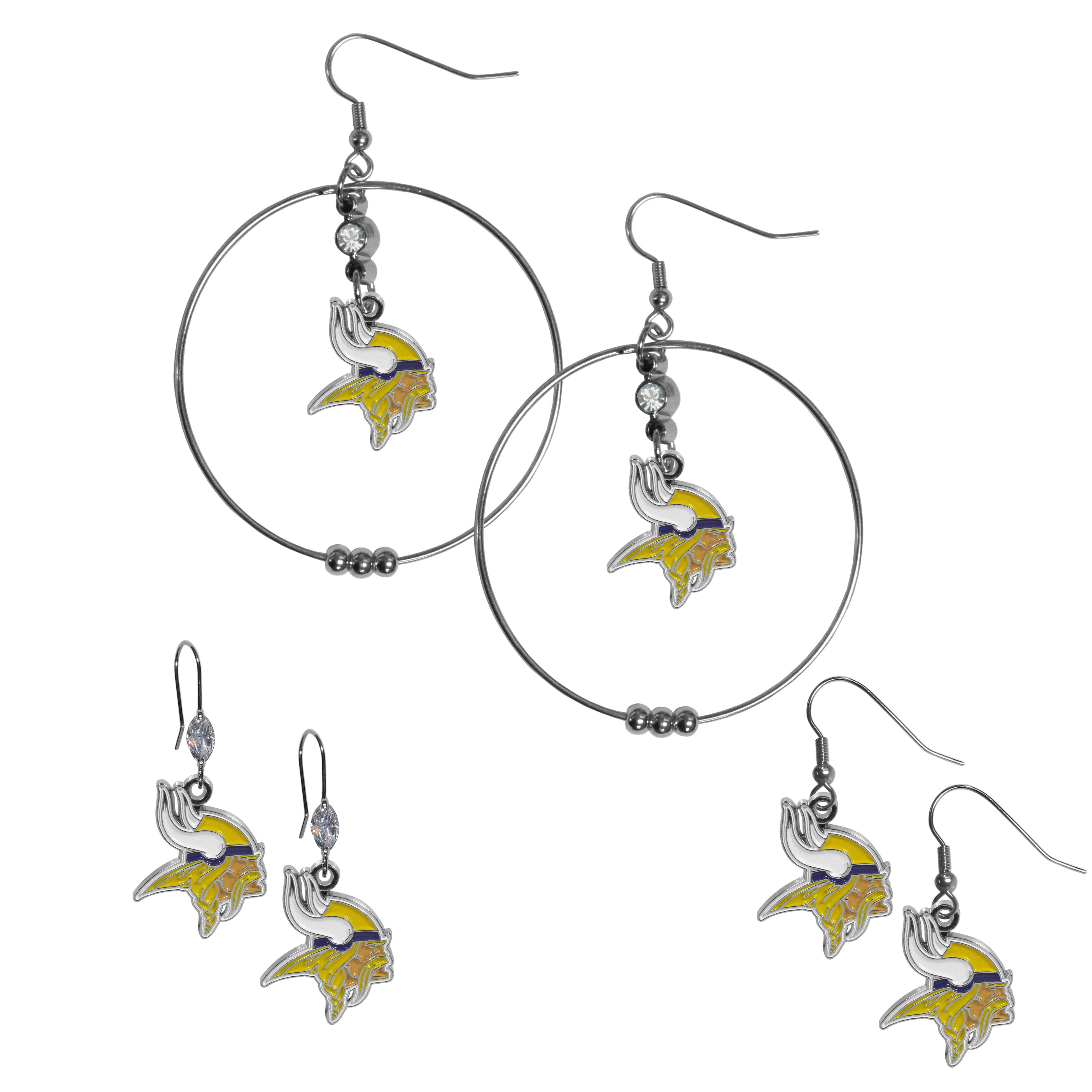 Minnesota Vikings Earring Mix, Hoops and Dangle