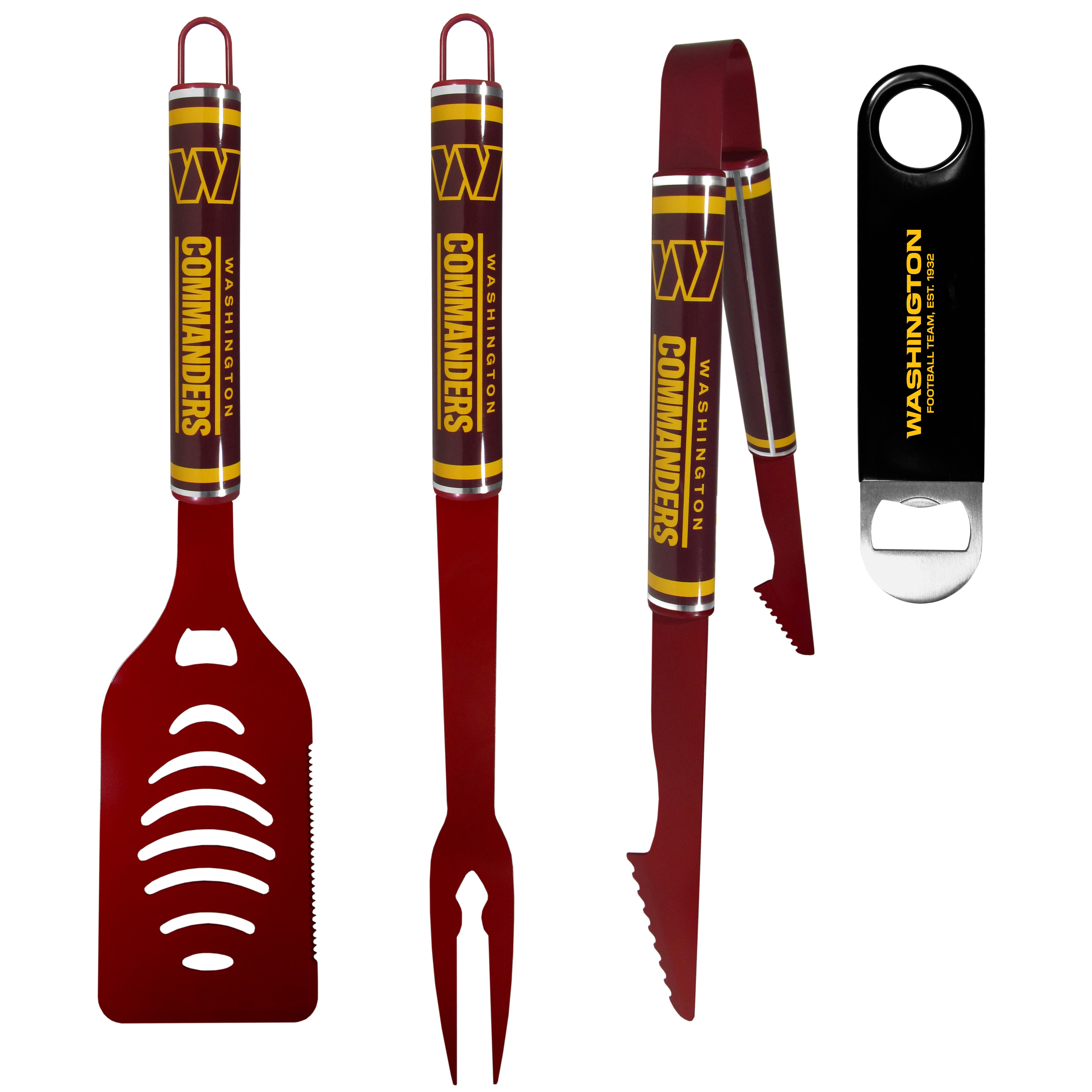 Washington Commanders 3 pc Logo BBQ Tools w/Bottle Opener