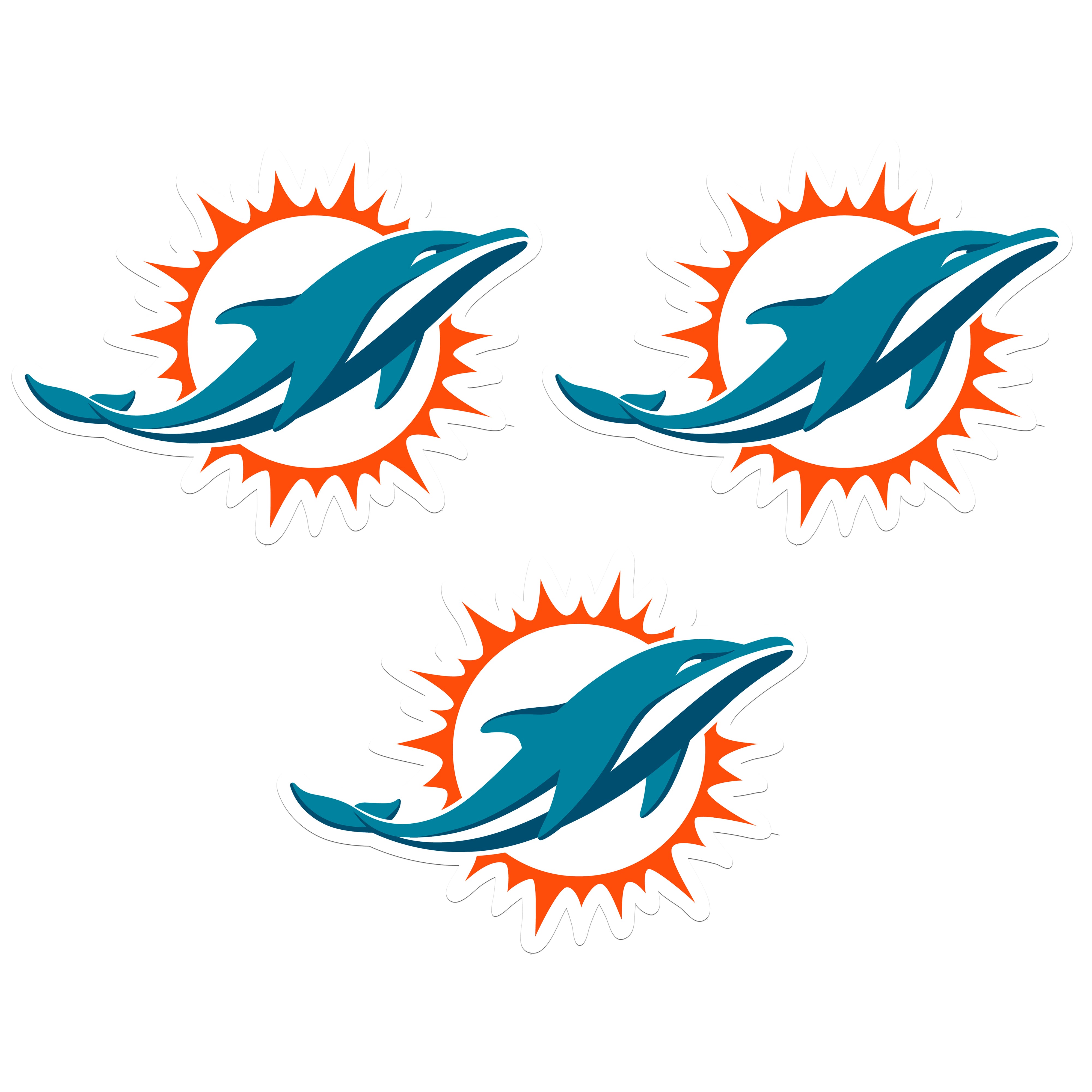 Miami Dolphins Auto Decal 3 Pack