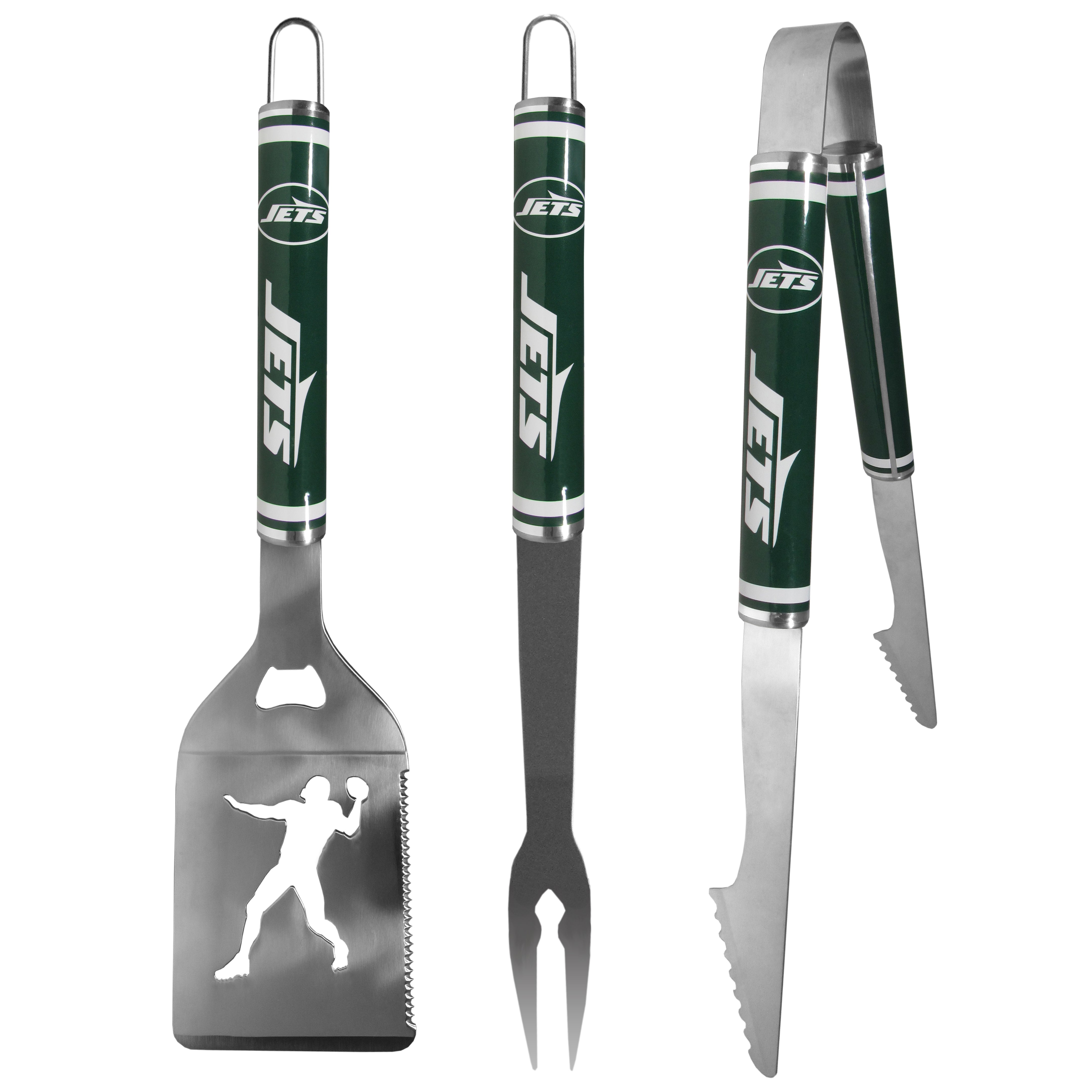 New York Jets 3 pc Steel BBQ Tool Set