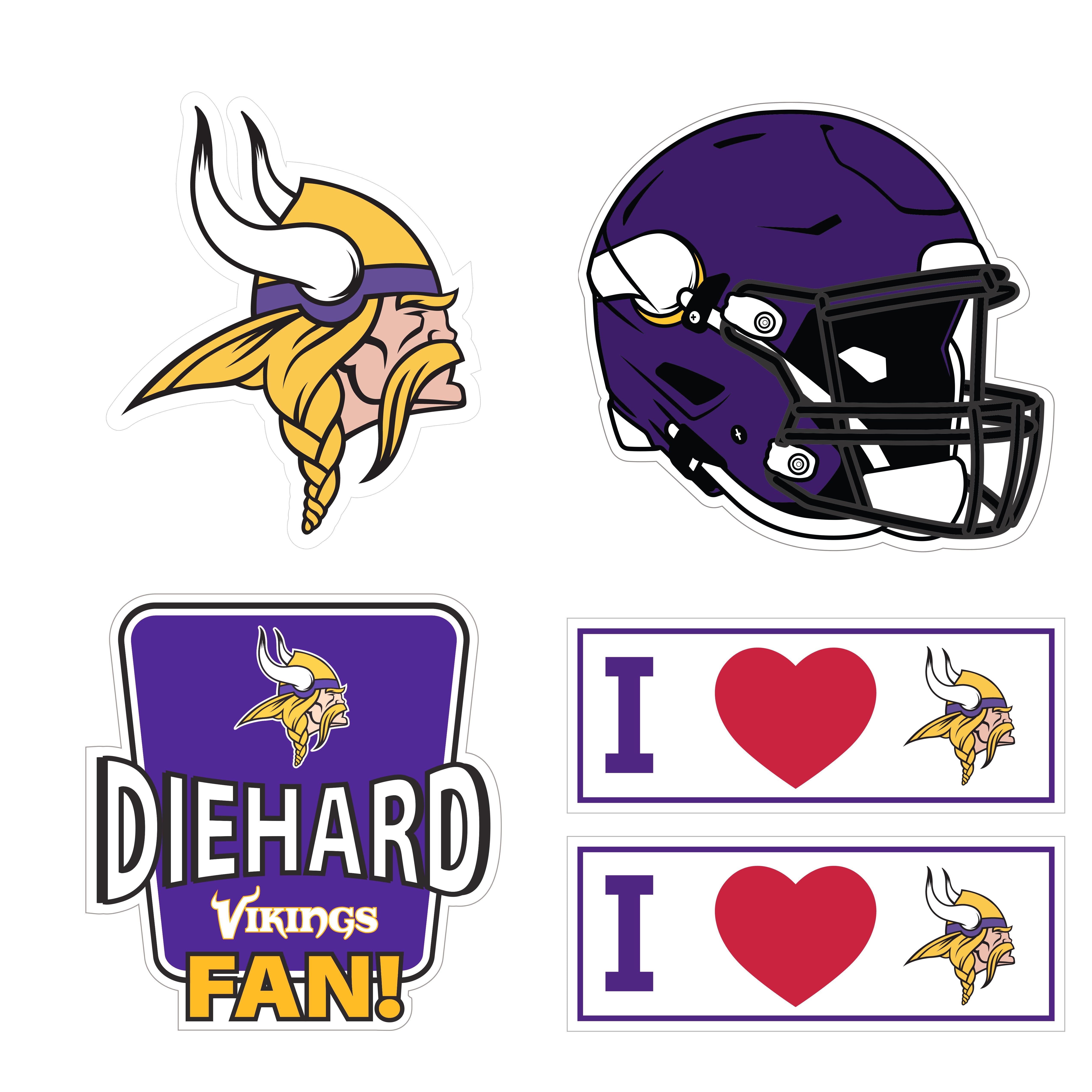 Minnesota Vikings 5 pack of 4 inch Decals