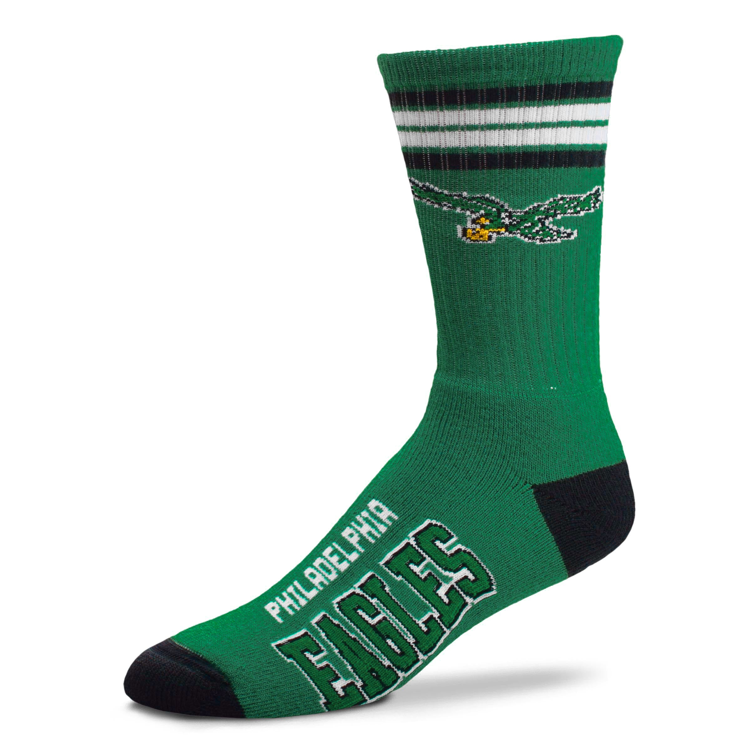 Philadelphia Eagles Retro 4 Stripe Deuce Socks - Large - 757 Sports Collectibles
