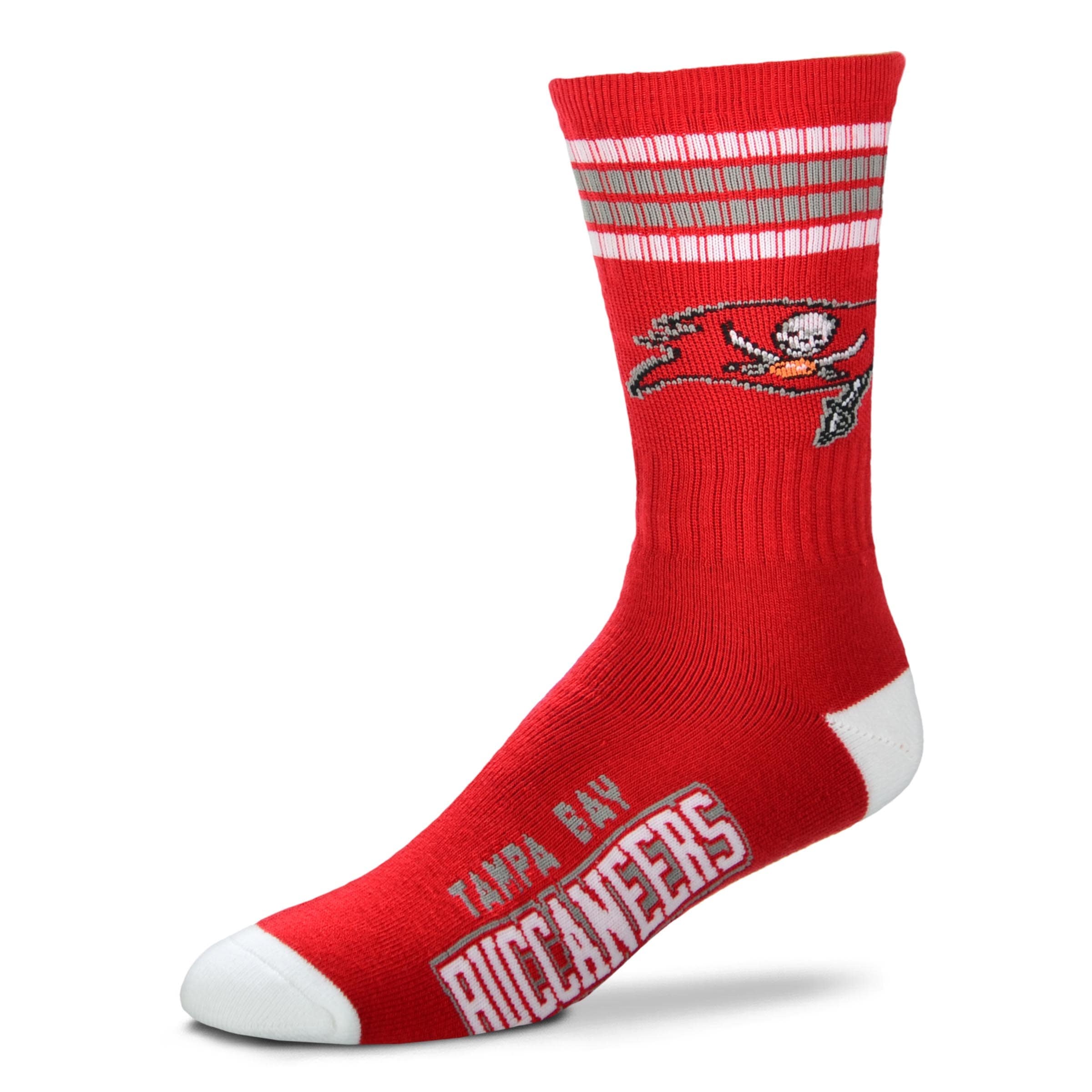 Tampa Bay Buccaneers 4 Stripe Deuce Socks - Large - Sports Gifts, Sports Memorabilia, Sports Collectibles, Fan Shop