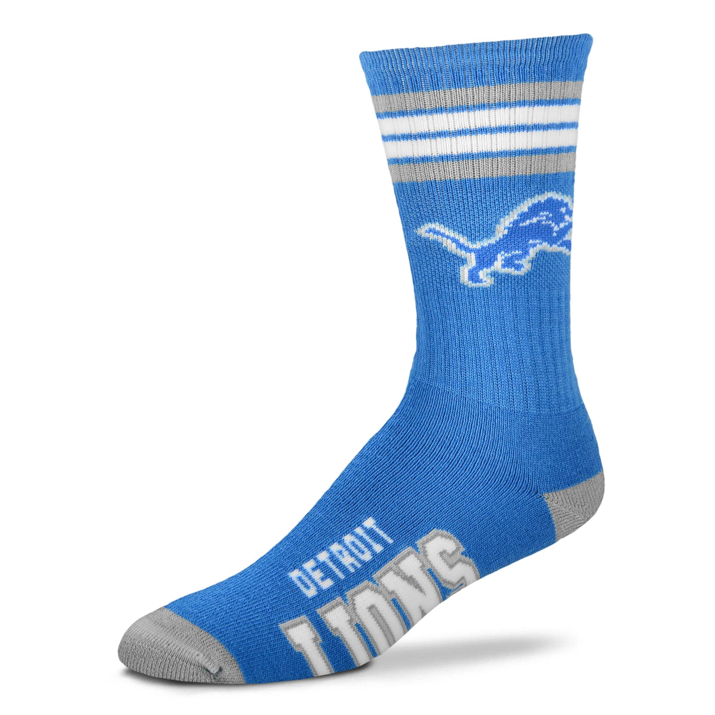 Detroit Lions 4 Stripe Deuce Socks - Large - Sports Collectibles, Sports Memorabilia, Sports Fan Shop, Sports Gifts