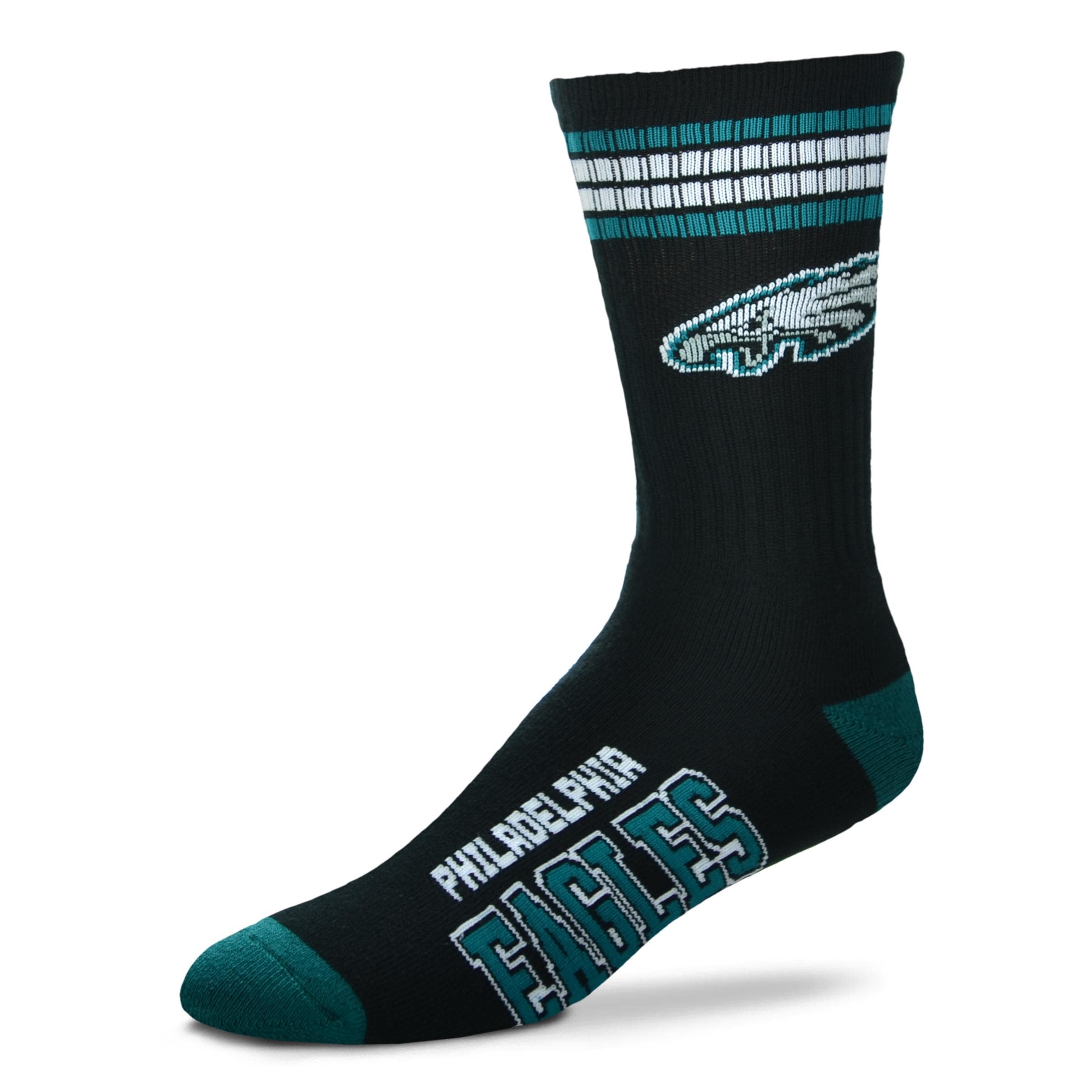Philadelphia Eagles 4 Stripe Deuce Socks - Medium - Sports Collectibles, Sports Memorabilia, Sports Fan Shop, Sports Gifts