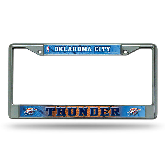 Oklahoma City Thunder License Plate Frame Chrome Printed Insert - Sports Collectibles, Sports Memorabilia, Sports Fan Shop, Sports Gifts