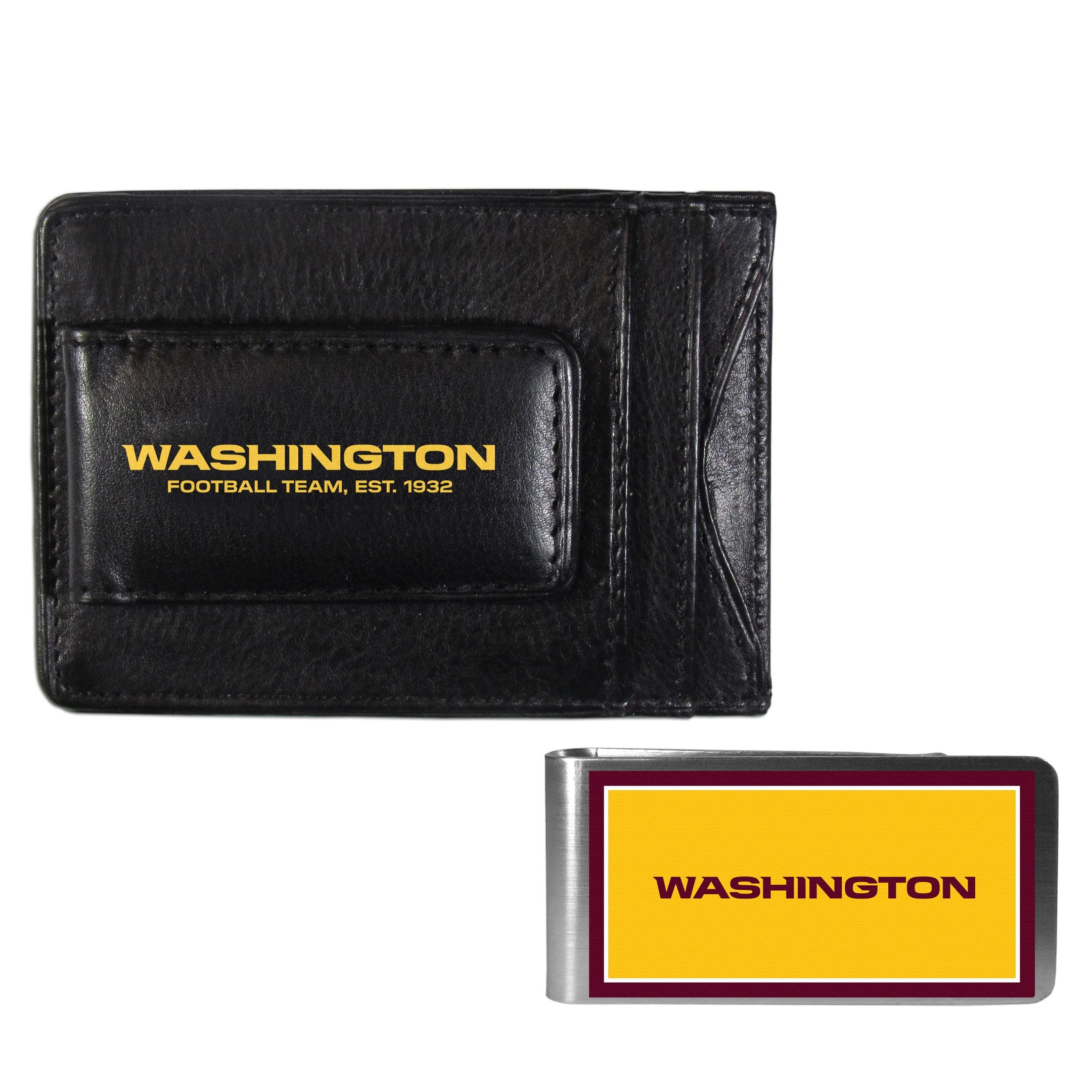 Washington Commanders Leather Cash & Cardholder & Color Money Clip - Sports Collectibles, Sports Memorabilia, Sports Fan Shop, Sports Gifts