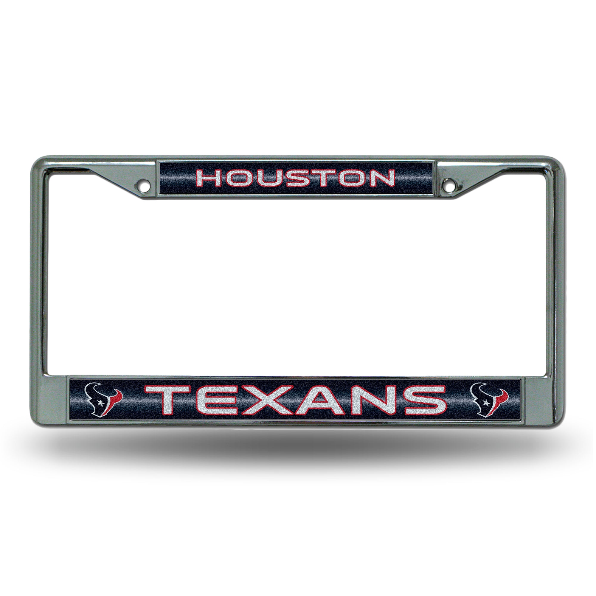 NFL Football Houston Texans Classic 12" x 6" Silver Bling Chrome Car/Truck/SUV Auto Accessory