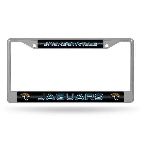 NFL Football Jacksonville Jaguars Classic 12" x 6" Silver Bling Chrome Car/Truck/SUV Auto Accessory