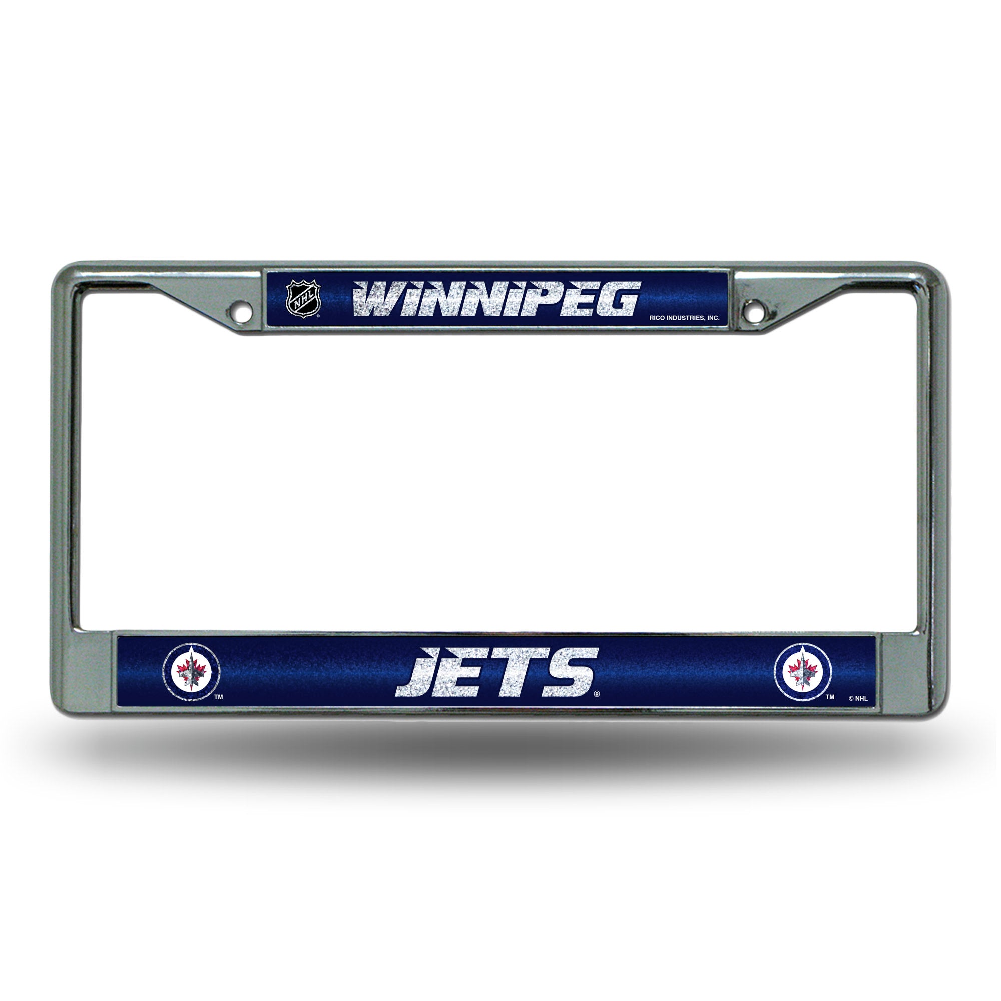NHL Hockey Winnipeg Jets Classic 12" x 6" Silver Bling Chrome Car/Truck/SUV Auto Accessory