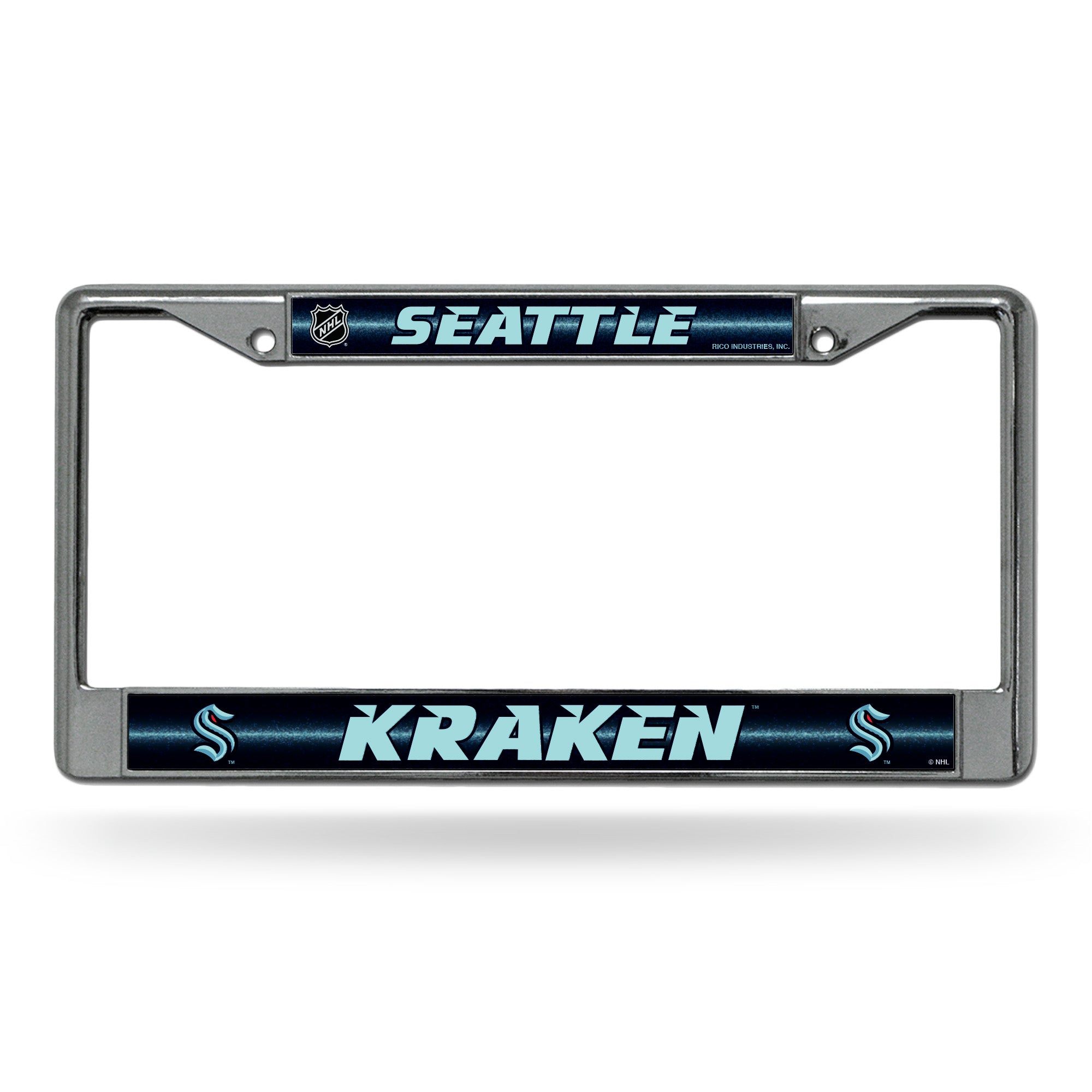 NHL Hockey Seattle Kraken Classic 12" x 6" Silver Bling Chrome Car/Truck/SUV Auto Accessory
