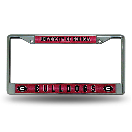 NCAA  Georgia Bulldogs Classic 12" x 6" Silver Bling Chrome Car/Truck/SUV Auto Accessory