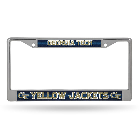 NCAA  Georgia Tech Yellow Jackets Classic 12" x 6" Silver Bling Chrome Car/Truck/SUV Auto Accessory