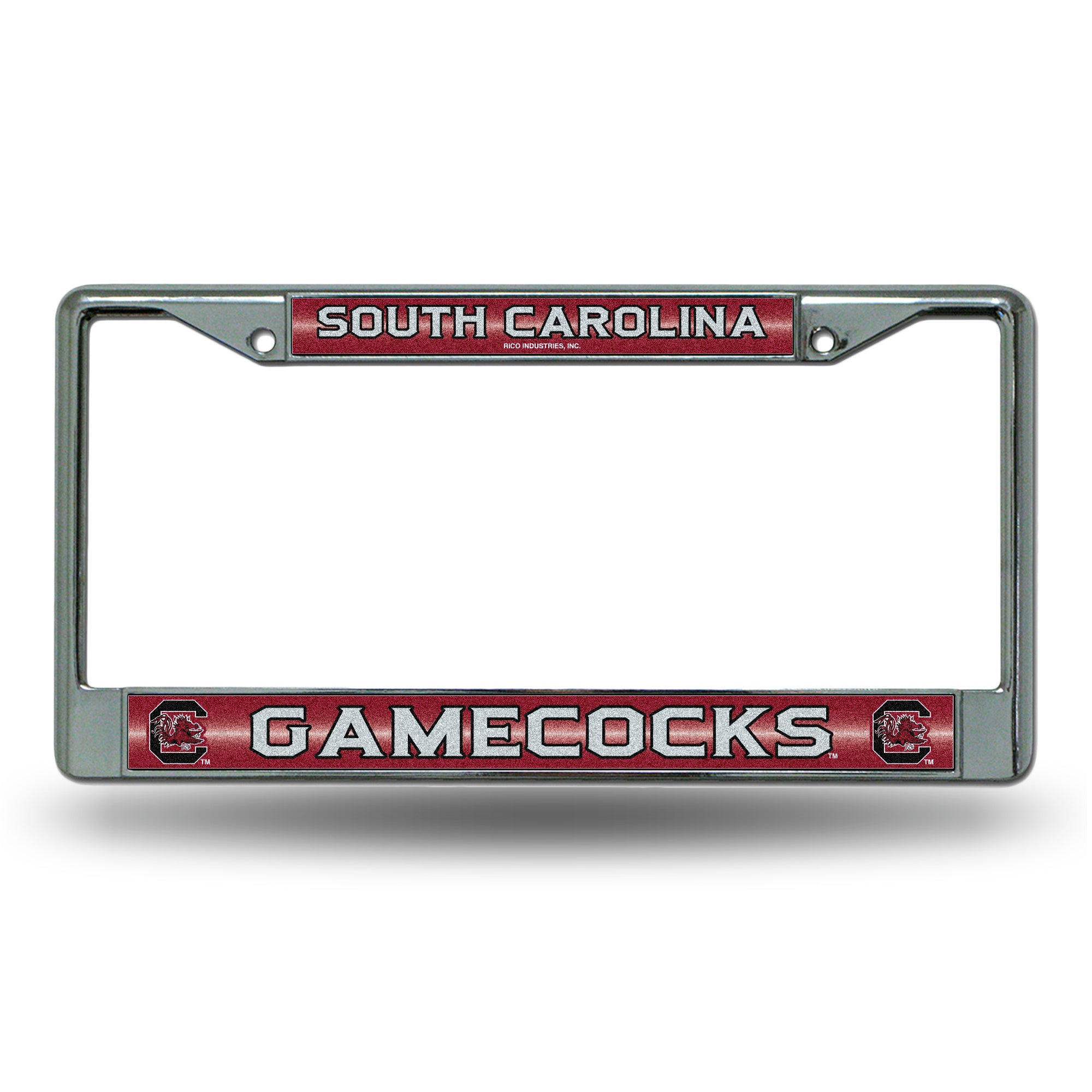 NCAA  South Carolina Gamecocks Classic 12" x 6" Silver Bling Chrome Car/Truck/SUV Auto Accessory
