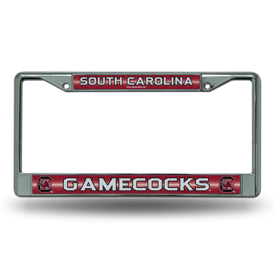 NCAA  South Carolina Gamecocks Classic 12" x 6" Silver Bling Chrome Car/Truck/SUV Auto Accessory