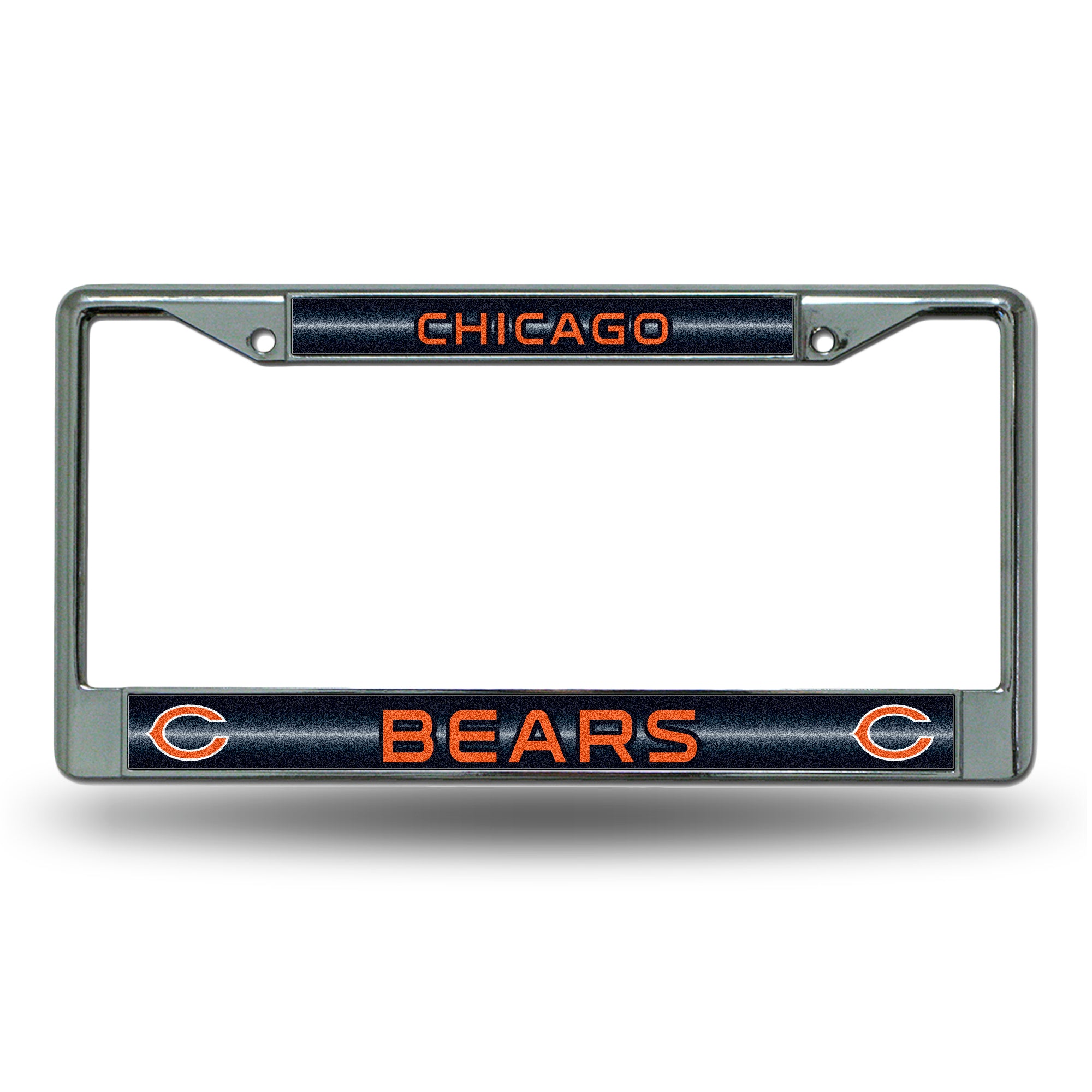 NFL Football Chicago Bears Classic 12" x 6" Silver Bling Chrome Car/Truck/SUV Auto Accessory