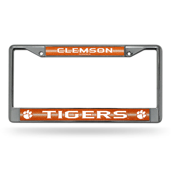 NCAA  Clemson Tigers Classic 12" x 6" Silver Bling Chrome Car/Truck/SUV Auto Accessory