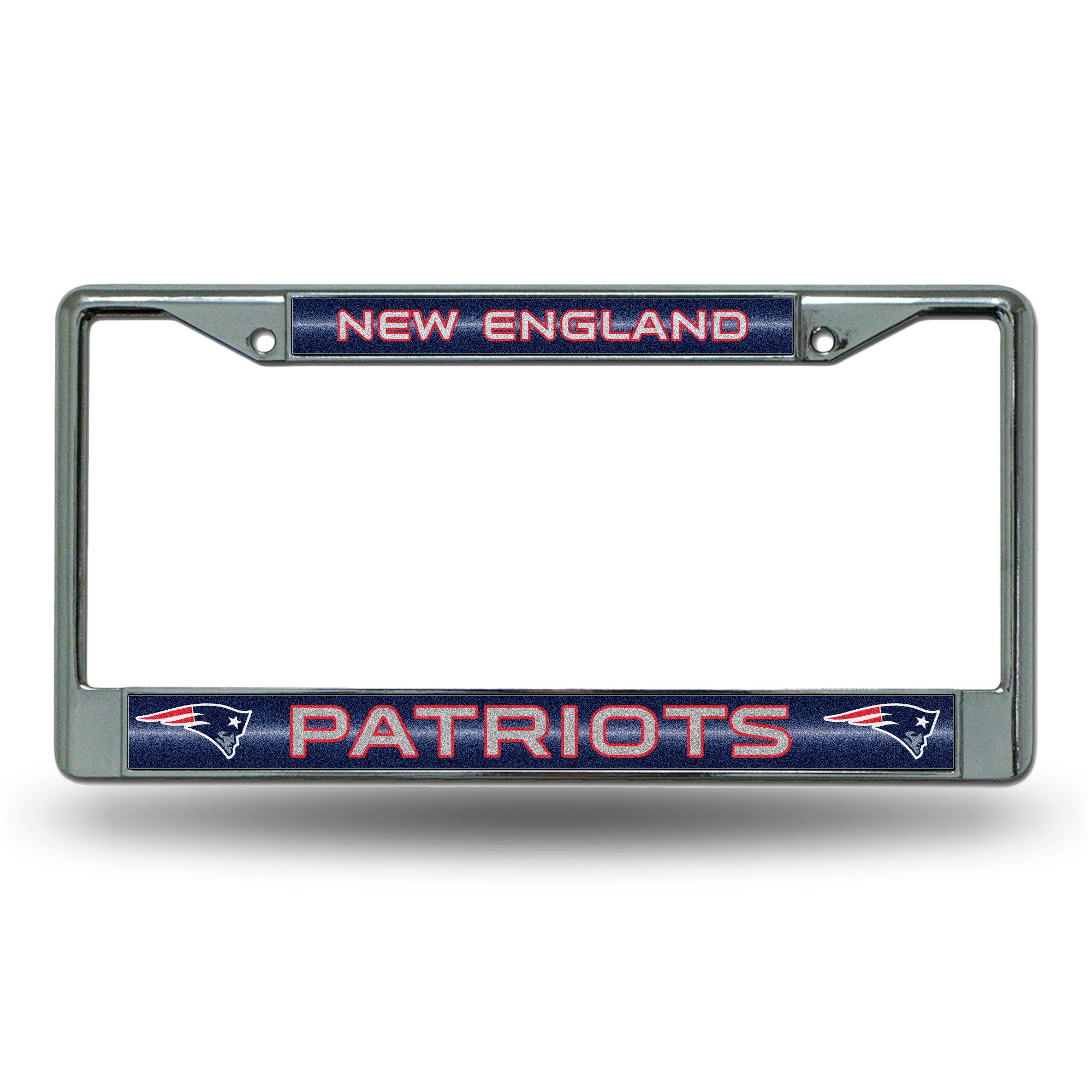 NFL Football New England Patriots Classic 12" x 6" Silver Bling Chrome Car/Truck/SUV Auto Accessory