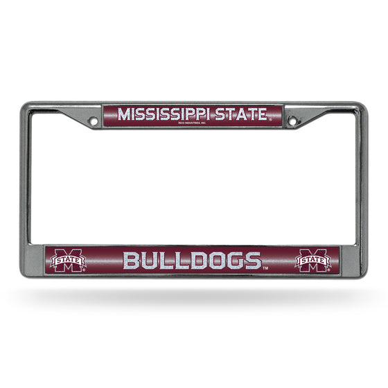 NCAA  Mississippi State Bulldogs Classic 12" x 6" Silver Bling Chrome Car/Truck/SUV Auto Accessory