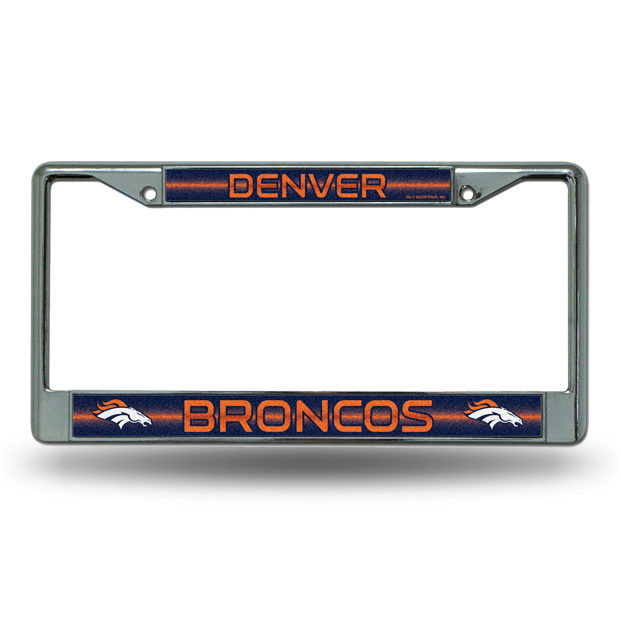 NFL Football Denver Broncos Classic 12" x 6" Silver Bling Chrome Car/Truck/SUV Auto Accessory
