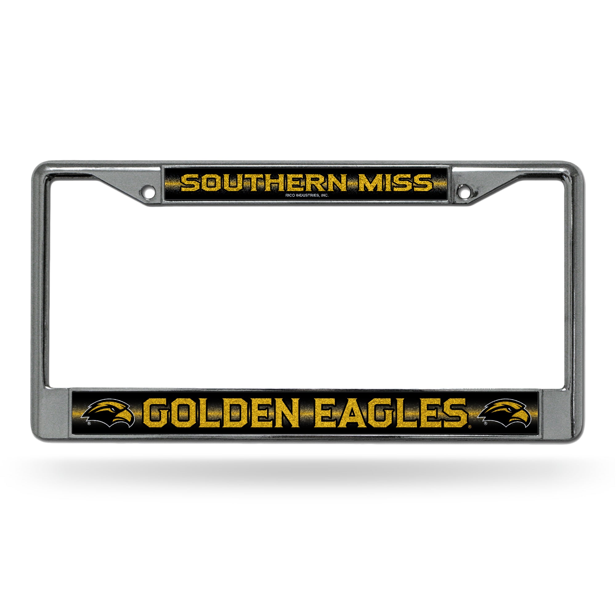 NCAA  Southern Mississippi Golden Eagles Classic 12" x 6" Silver Bling Chrome Car/Truck/SUV Auto Accessory