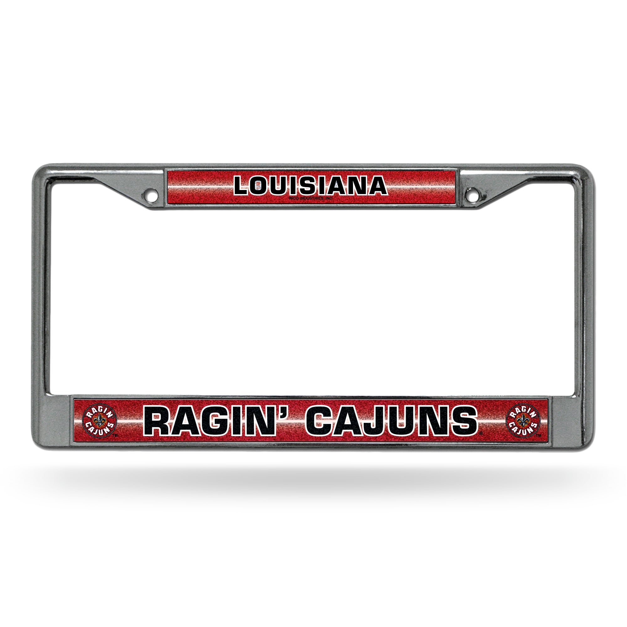 NCAA  Louisiana-Lafayette Ragin Cajuns Classic 12" x 6" Silver Bling Chrome Car/Truck/SUV Auto Accessory