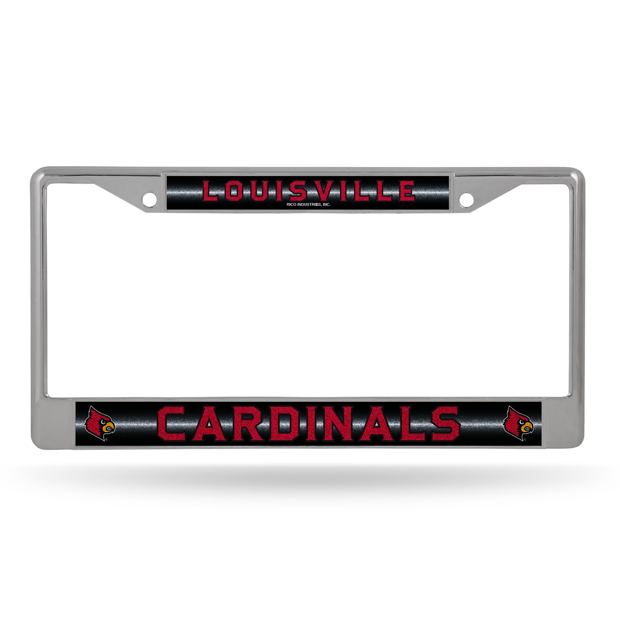 NCAA  Louisville Cardinals Classic 12" x 6" Silver Bling Chrome Car/Truck/SUV Auto Accessory